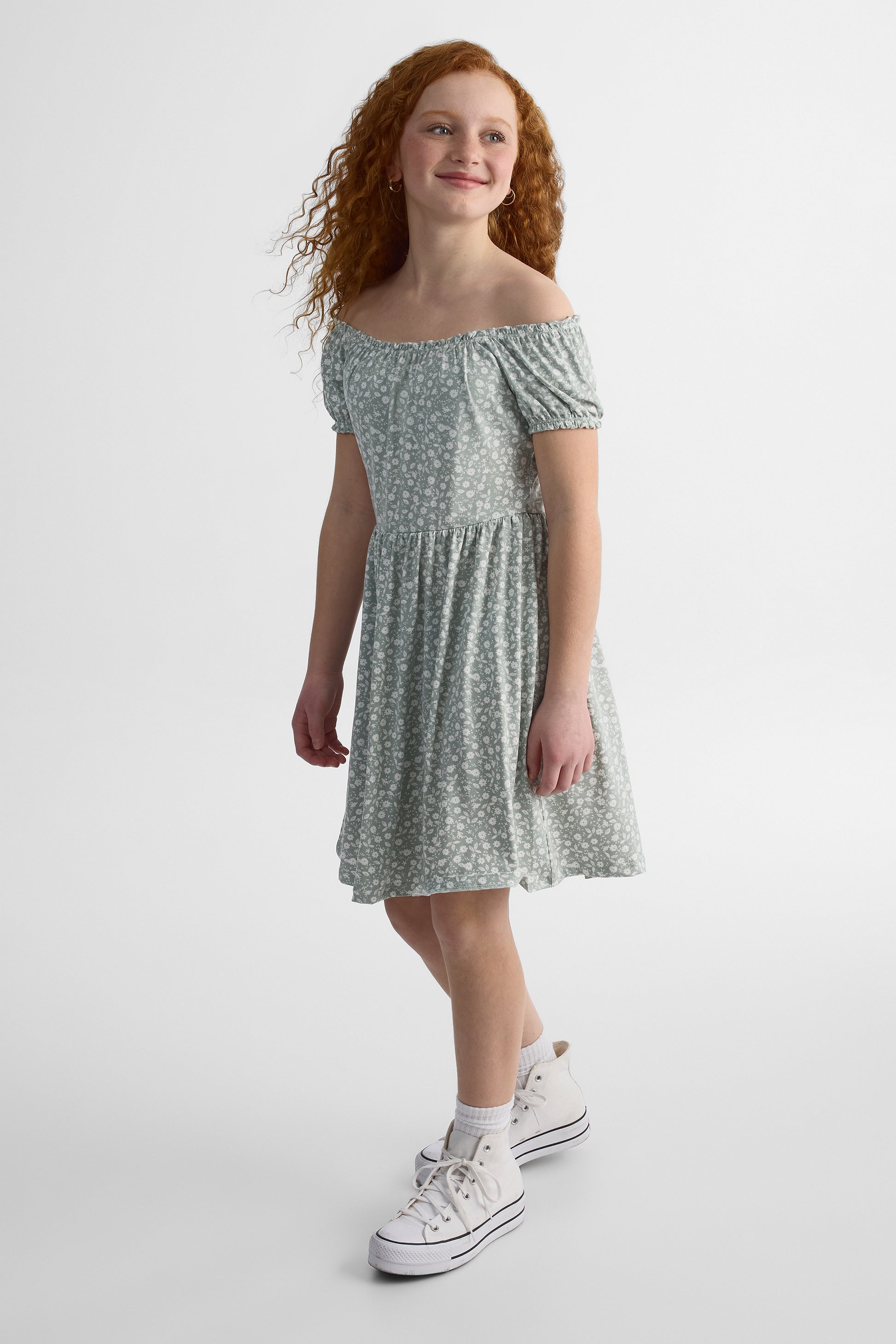 Robe à motifs - Ado fille && VERT DE GRIS