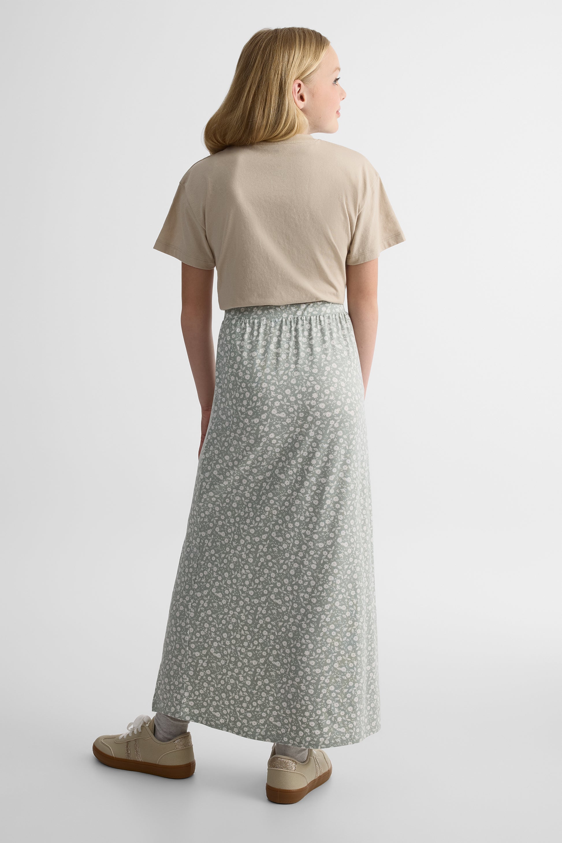 Jupe longue à motifs - Ado fille && VERT DE GRIS