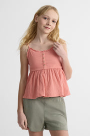 Camisole unie à fines bretelles - Ado fille && CORAIL