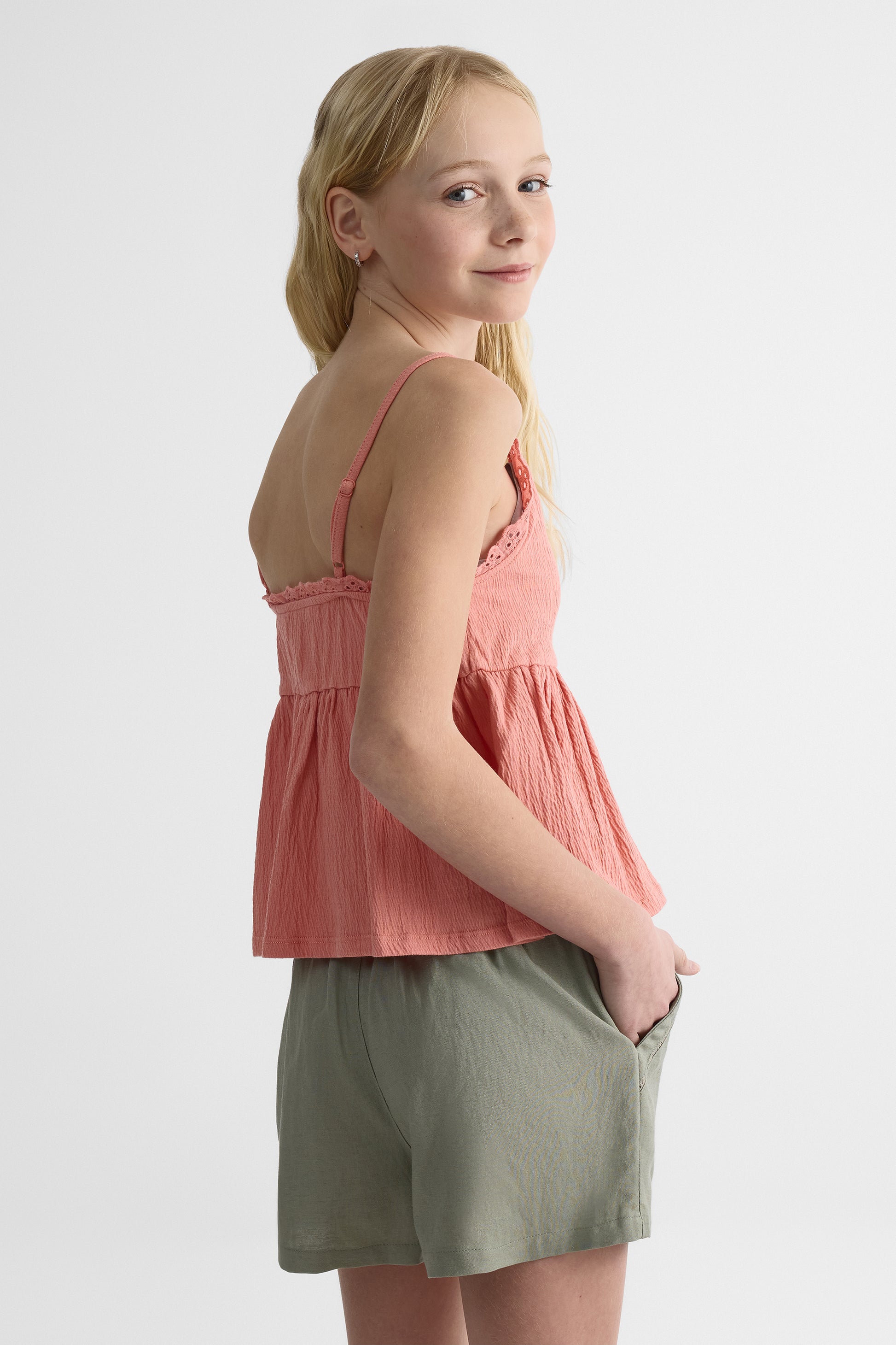 Camisole unie à fines bretelles - Ado fille && CORAIL