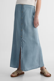 Jupe longue en lyocell - Ado fille && DENIM PALE