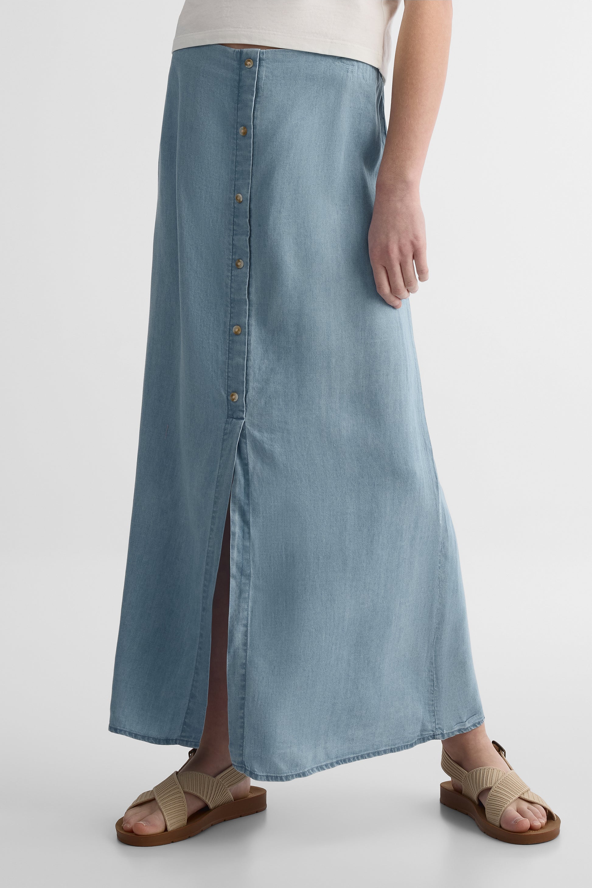 Jupe longue en lyocell - Ado fille && DENIM PALE