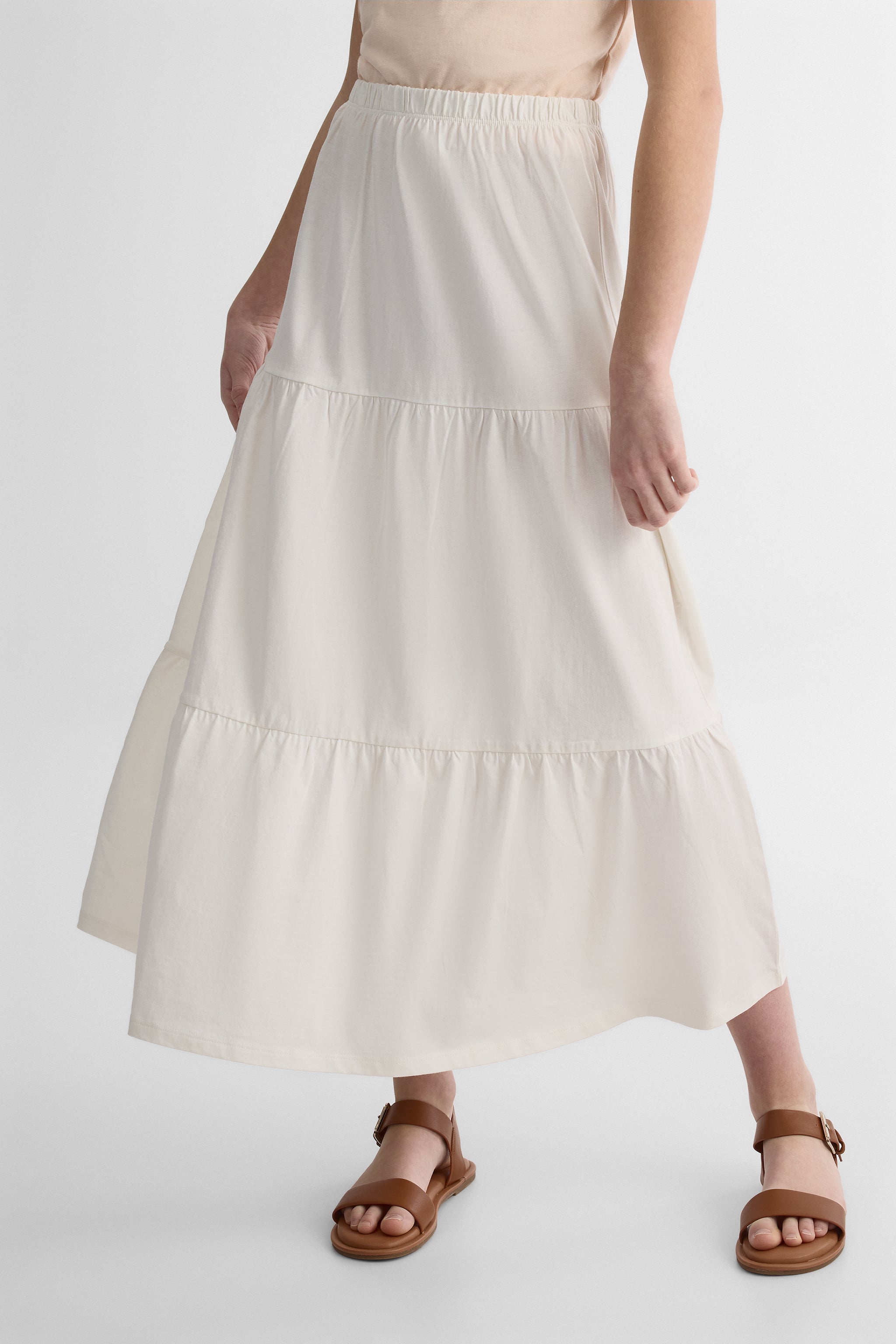 Jupe longue unie - Ado fille && BLANC CASSÉ