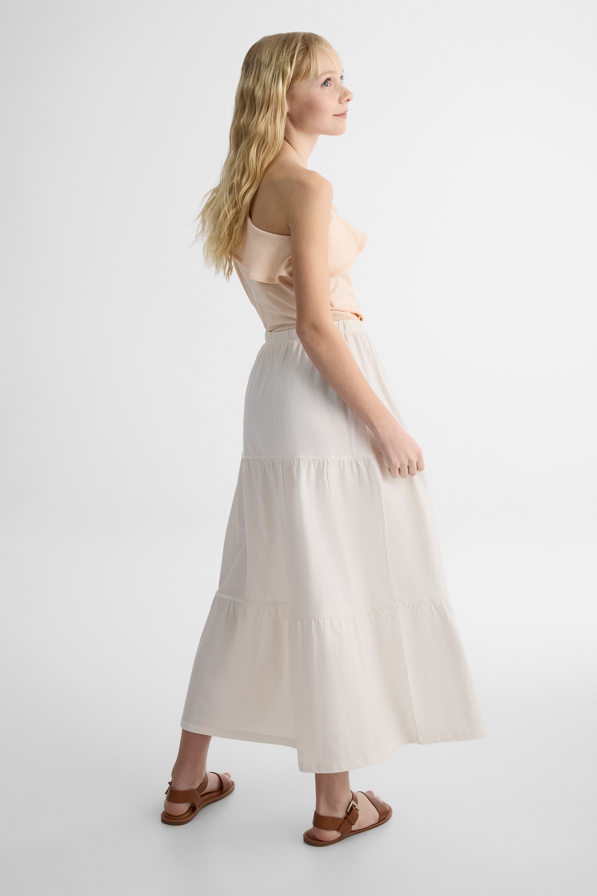 Jupe longue unie - Ado fille && BLANC CASSÉ