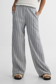Pantalon à jambes larges rayé - Ado fille && BLANC CASSÉ/MULTI