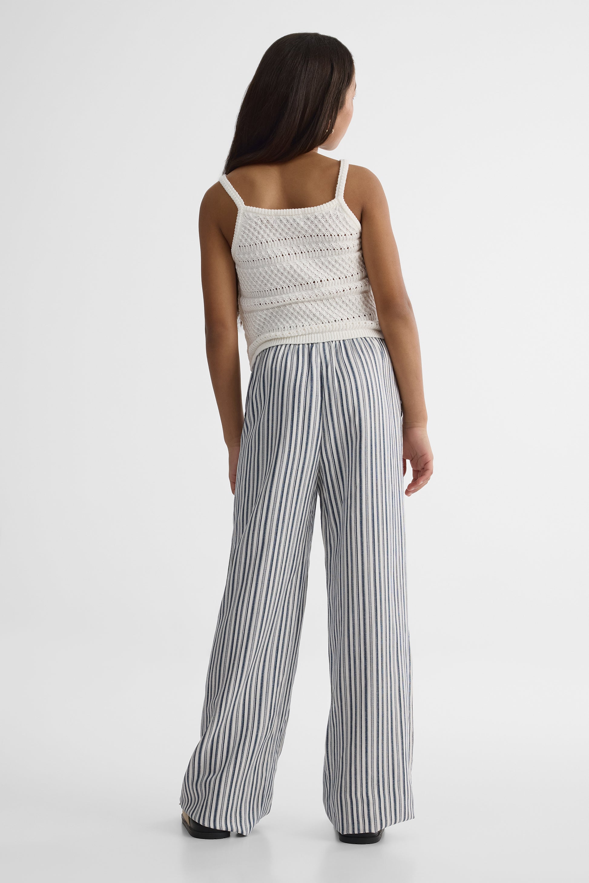 Pantalon à jambes larges rayé - Ado fille && BLANC CASSÉ/MULTI