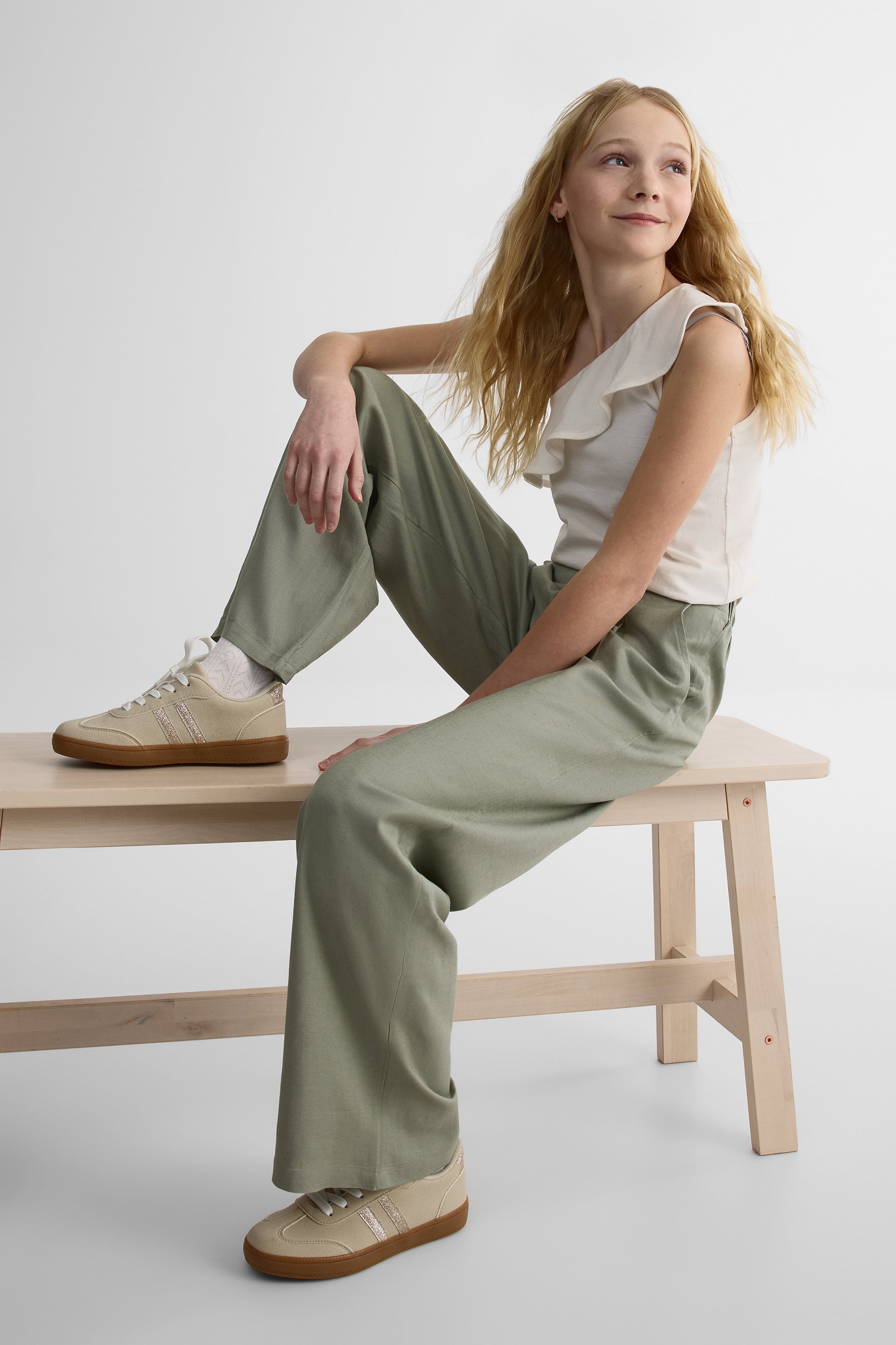 Pantalon à jambes larges - Ado fille && KAKI