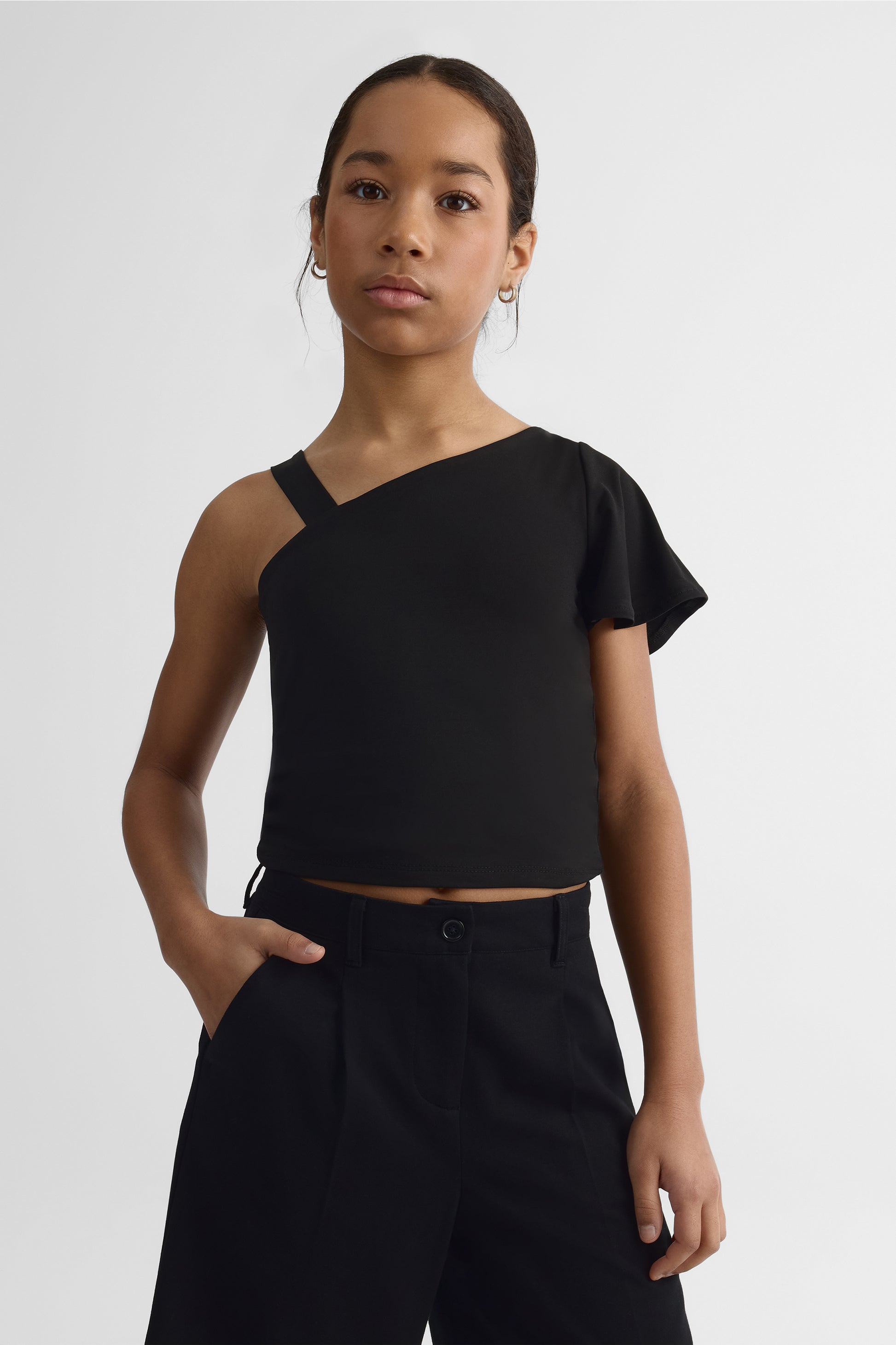 Haut uni à manches et bretelles - Ado fille && NOIR