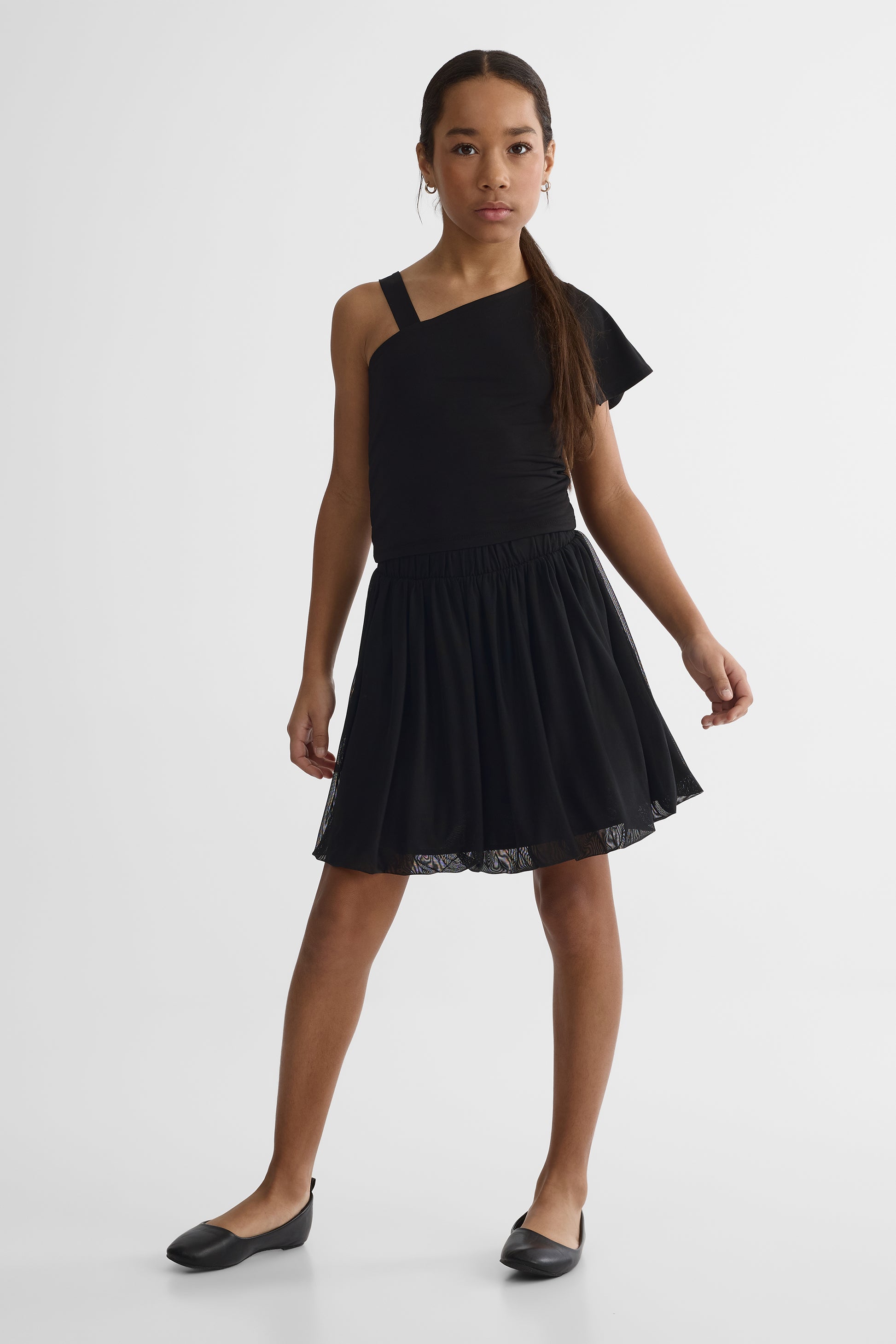 Jupe courte ballon unie - Ado fille && NOIR