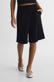 Bermudas unies en stretch - Ado fille && NOIR