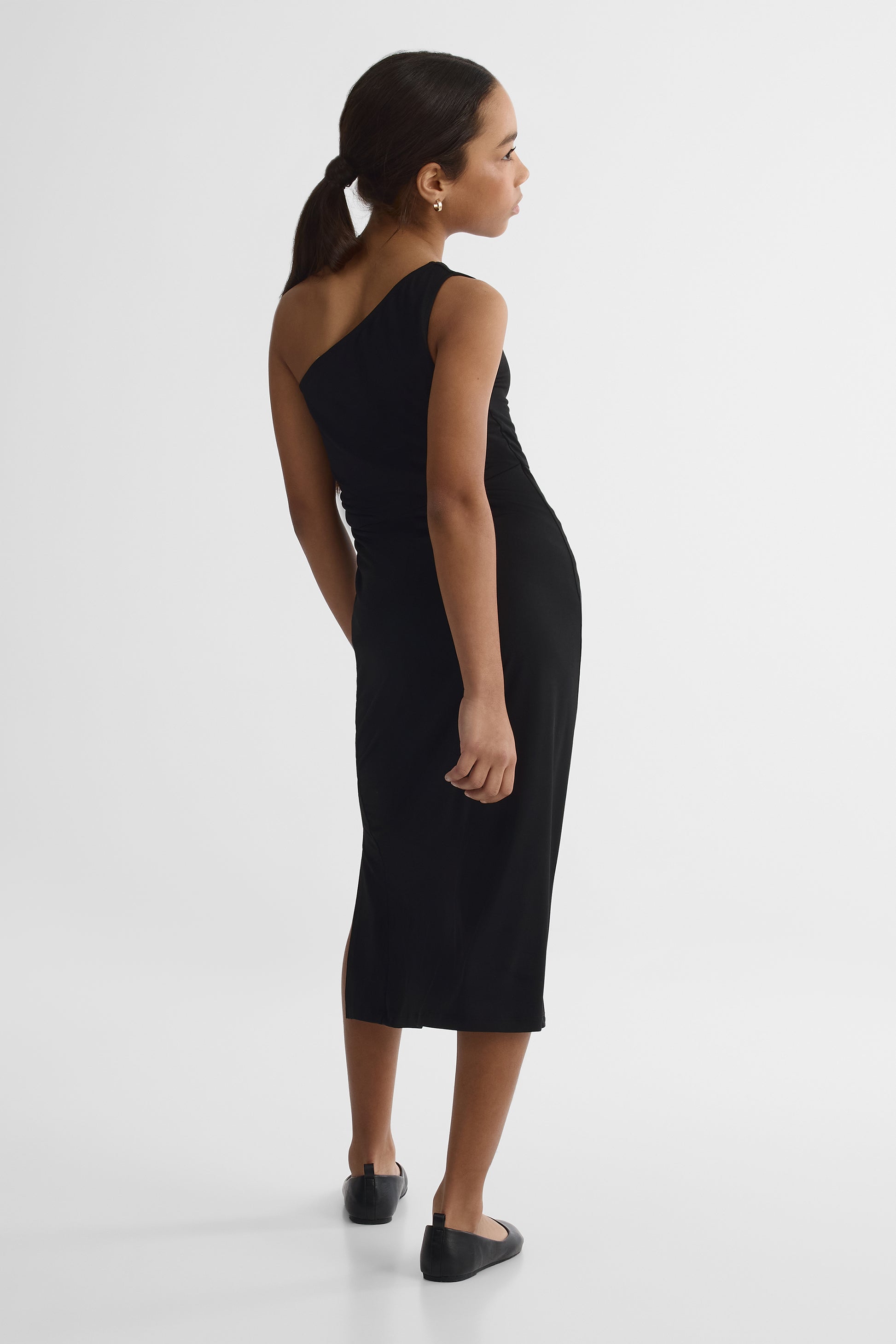 Robe unie à une épaule - Ado fille && NOIR