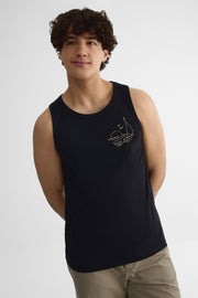 Camisole scoop neck imprimée - Homme && NOIR