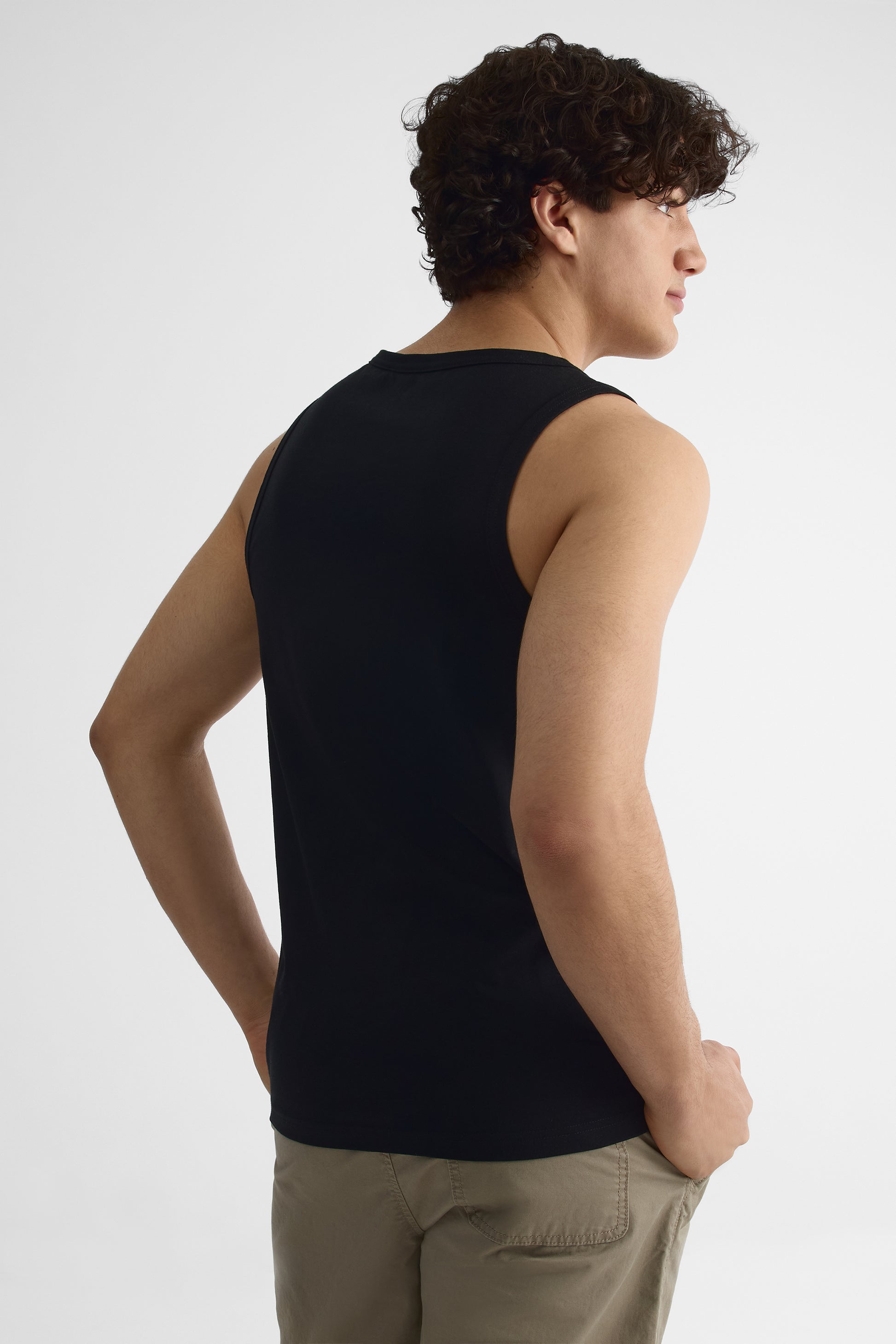 Camisole scoop neck imprimée - Homme && NOIR