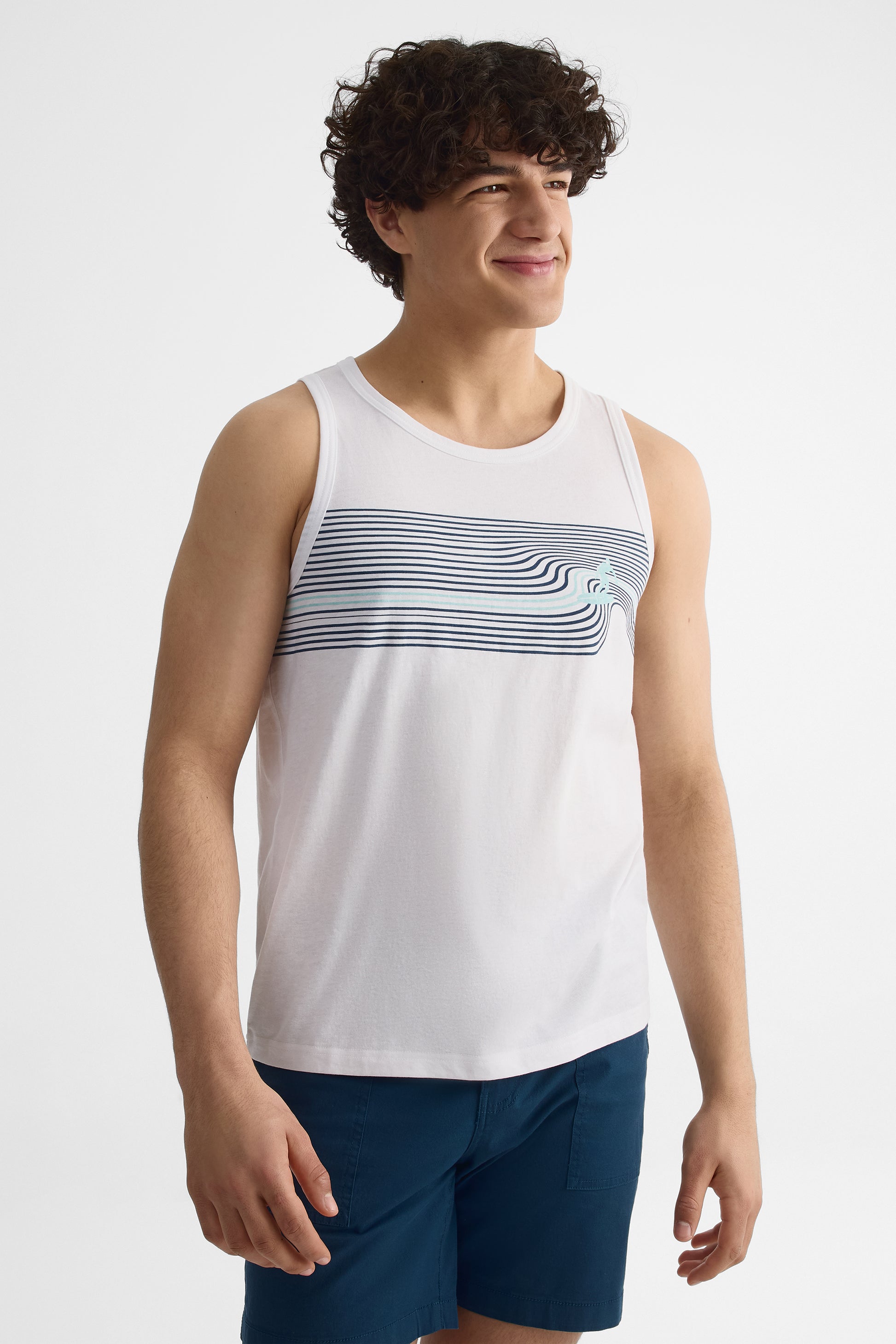 Camisole scoop neck imprimée - Homme && BLANC