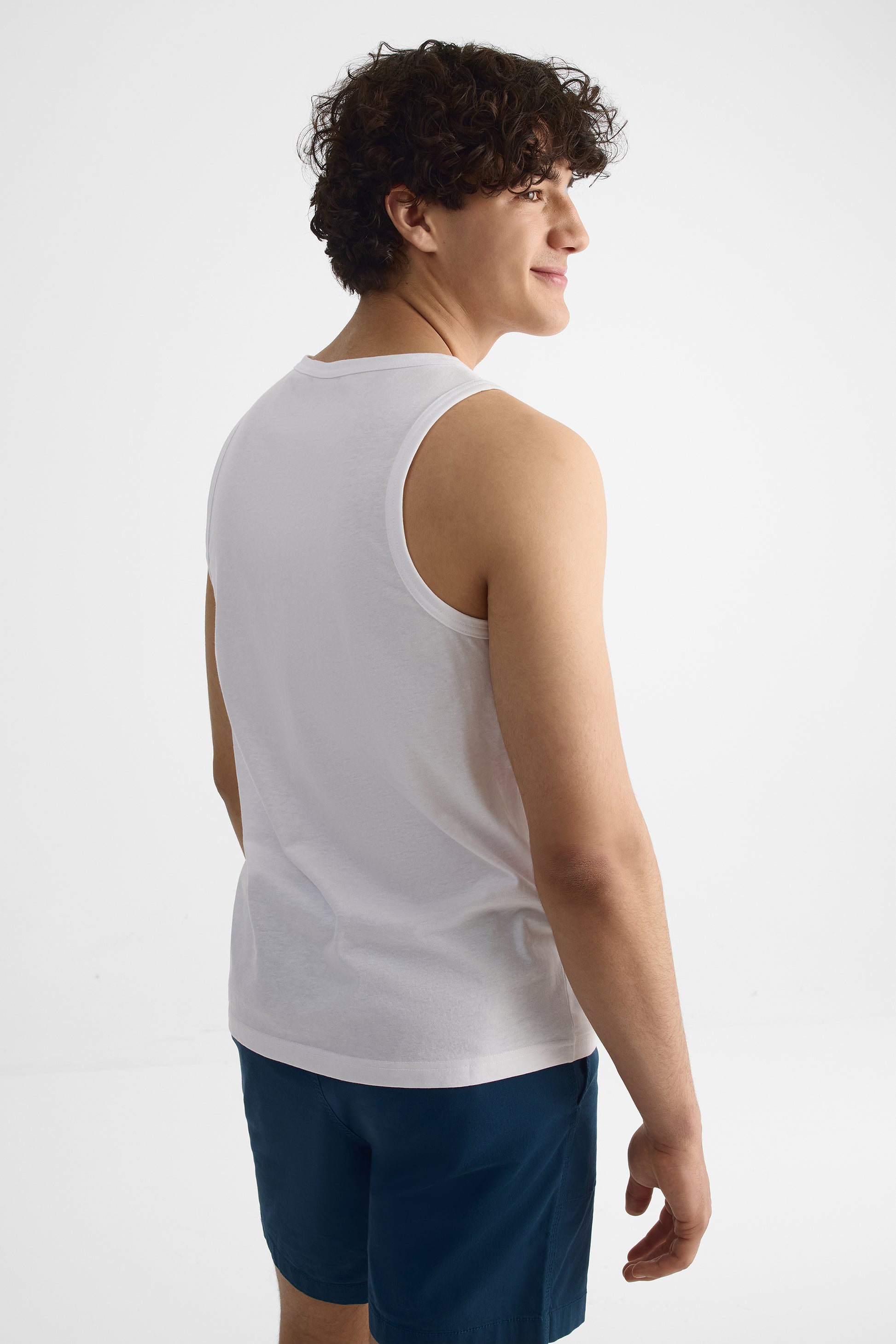 Camisole scoop neck imprimée - Homme && BLANC