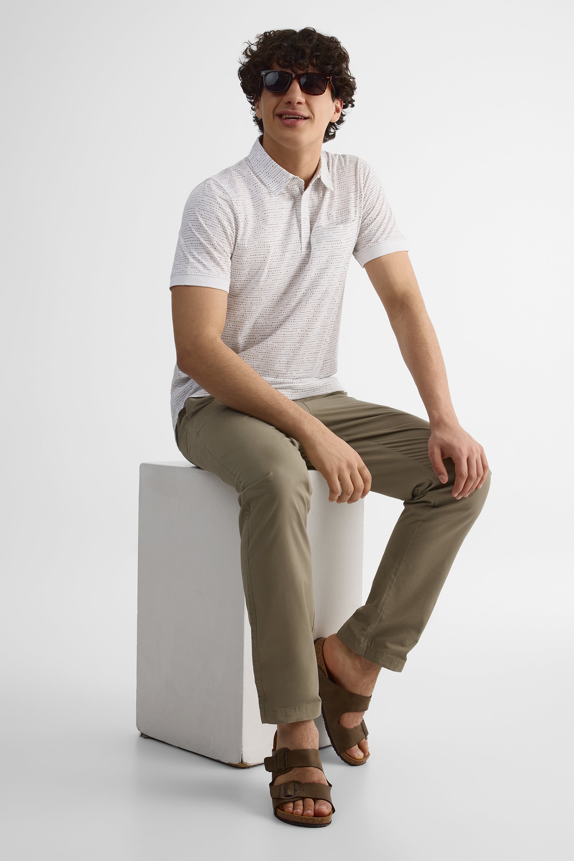 Chandail polo à manches courtes - Homme && BLANC MULTI