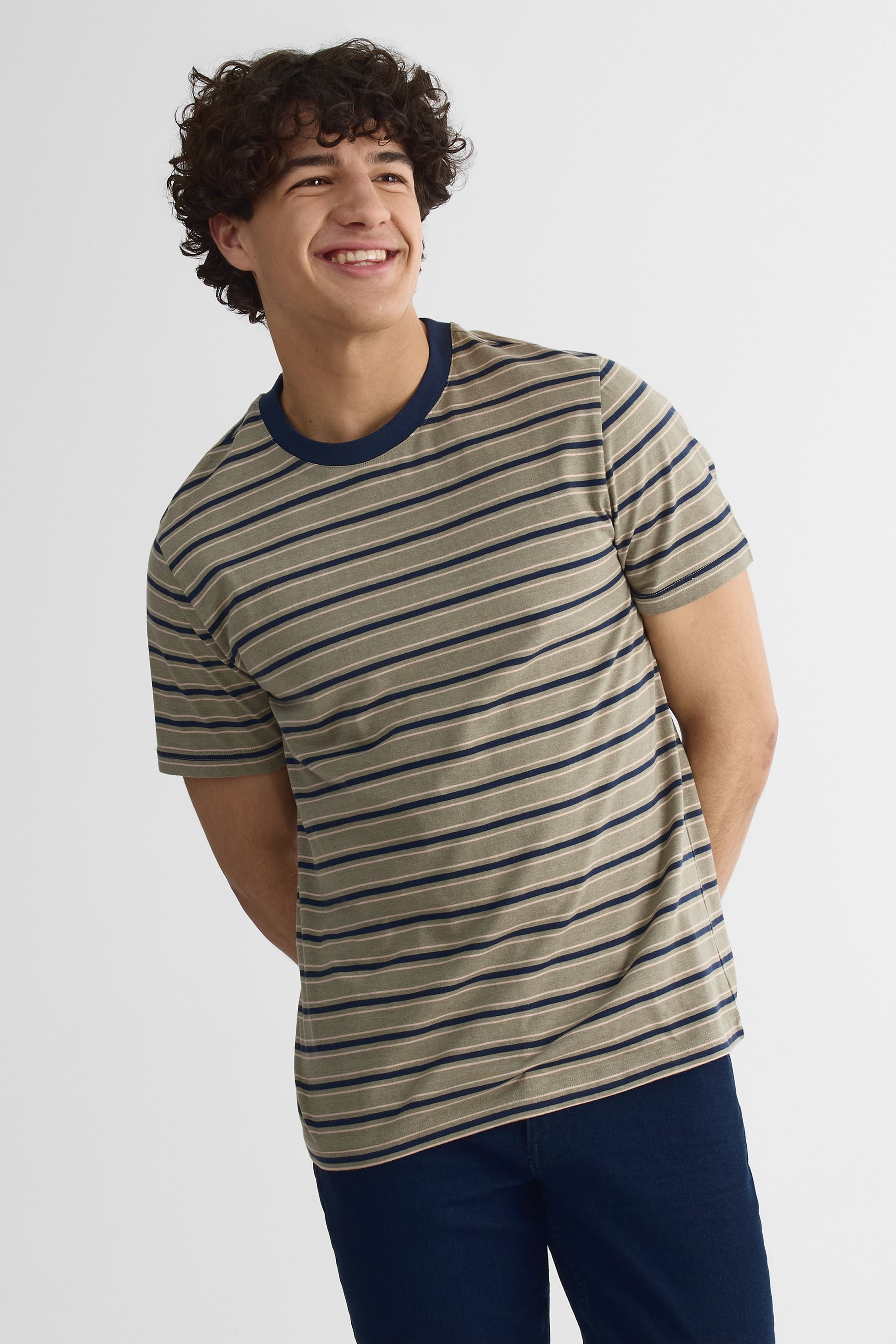 T-shirt à rayures - Homme && GRIS MULTI
