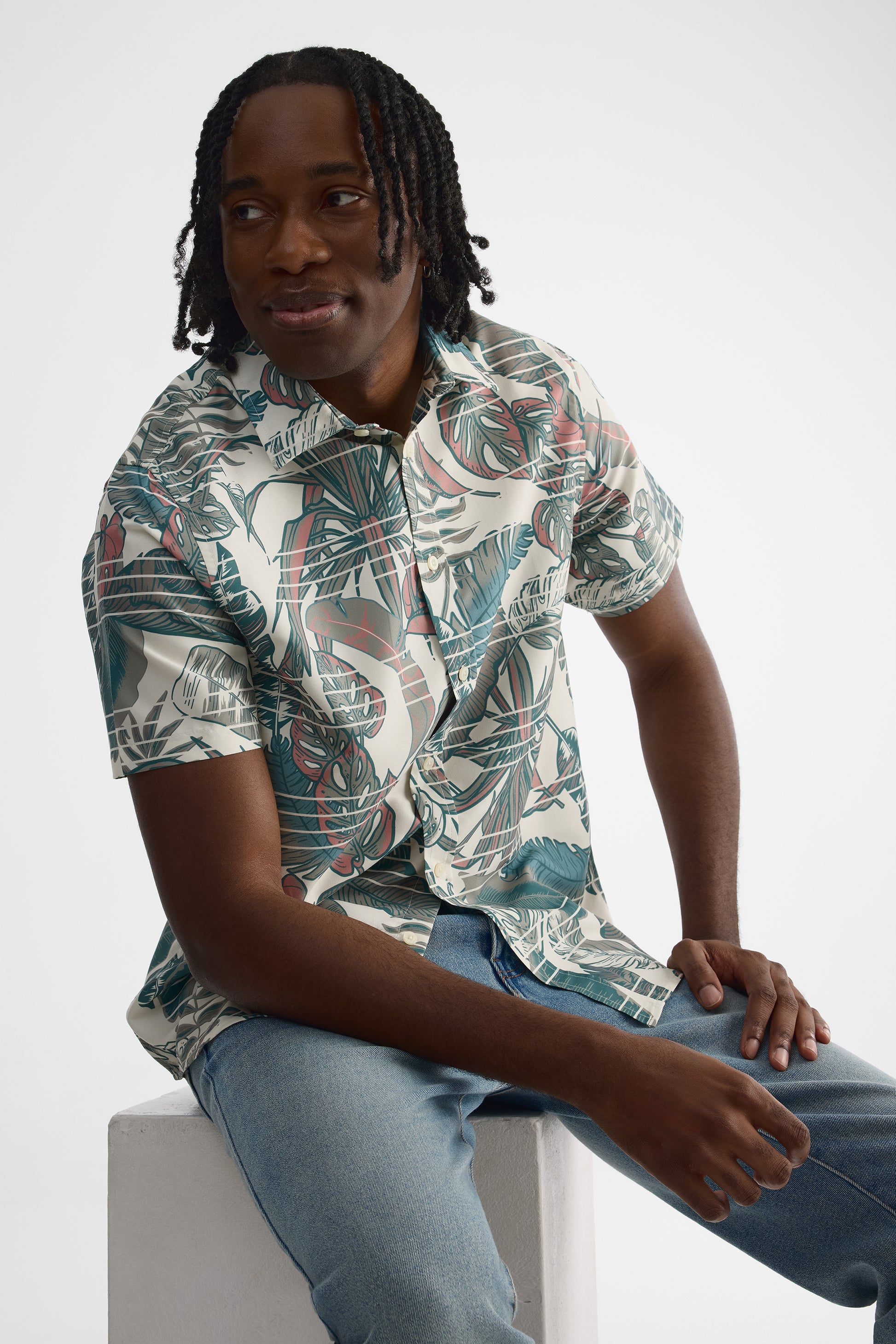 Chemise à manches courtes - Homme && GRIS MULTI