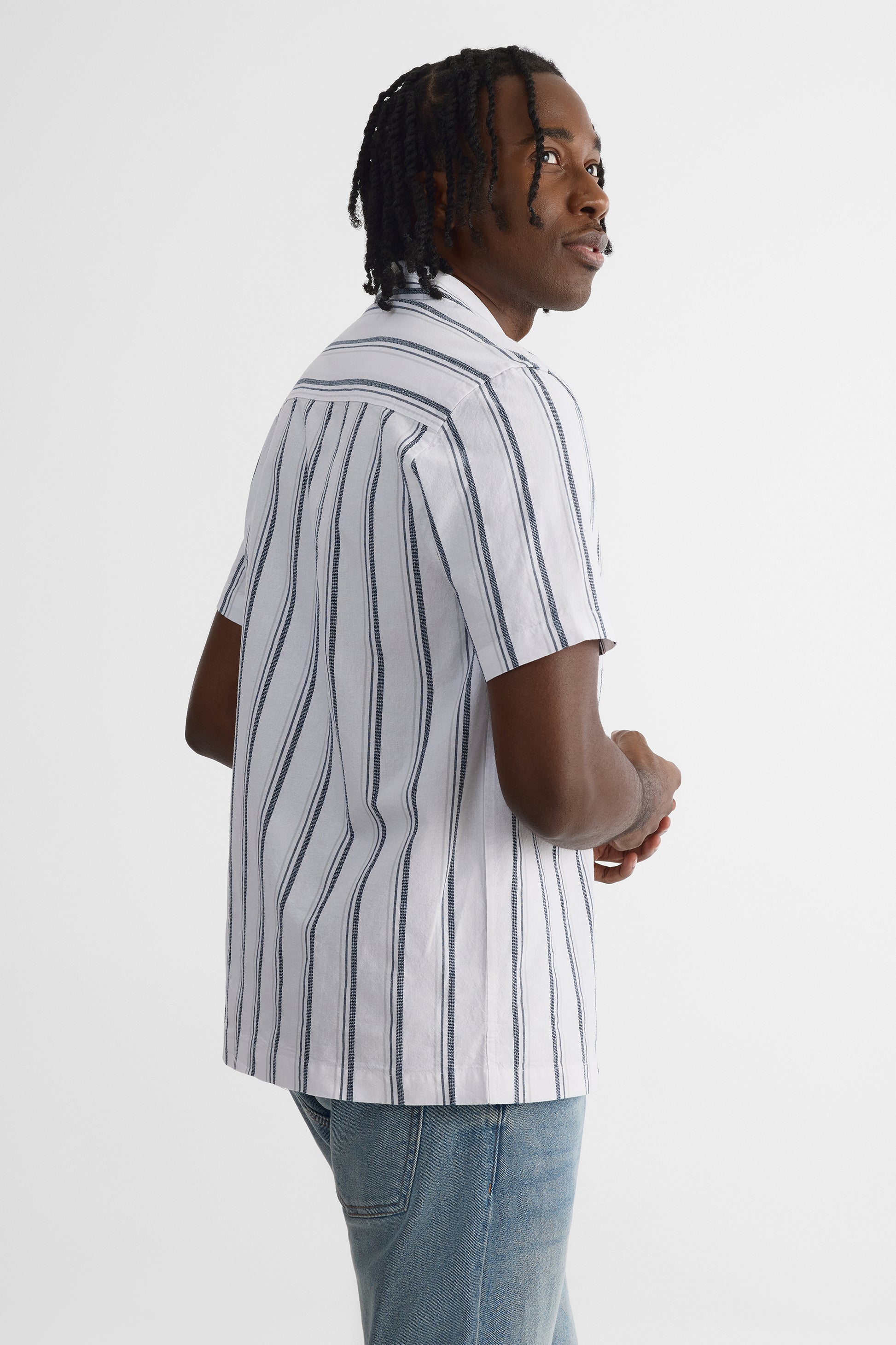 Chemise à manches courtes en jacquard - Homme && BLANC MULTI