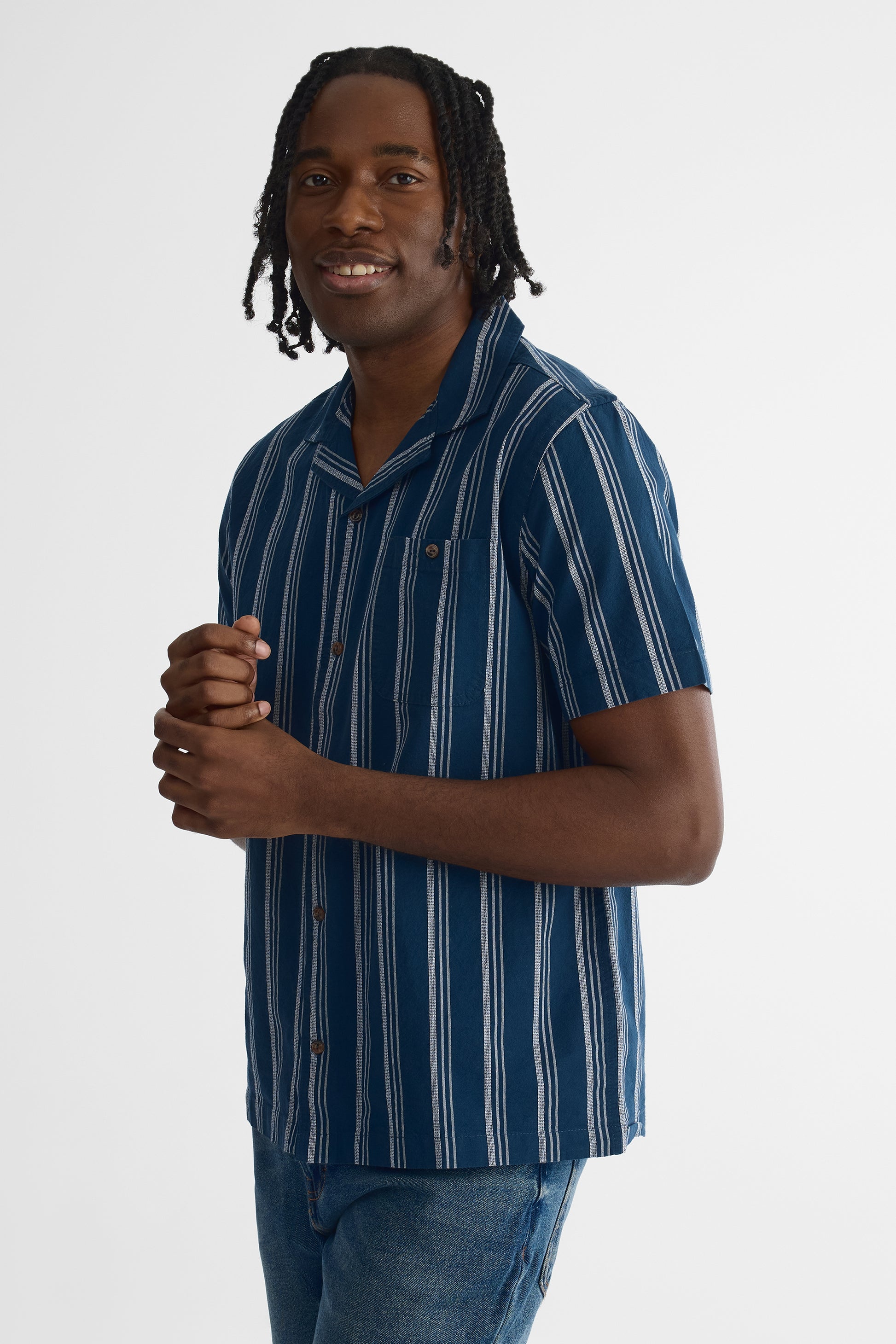 Chemise à manches courtes en jacquard - Homme && MARIN/MULTI