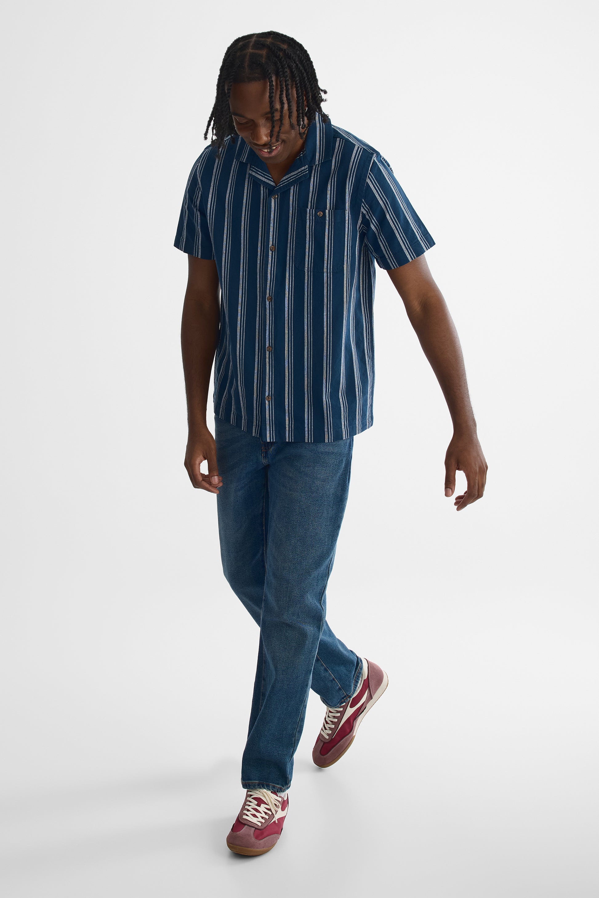 Chemise à manches courtes en jacquard - Homme && MARIN/MULTI