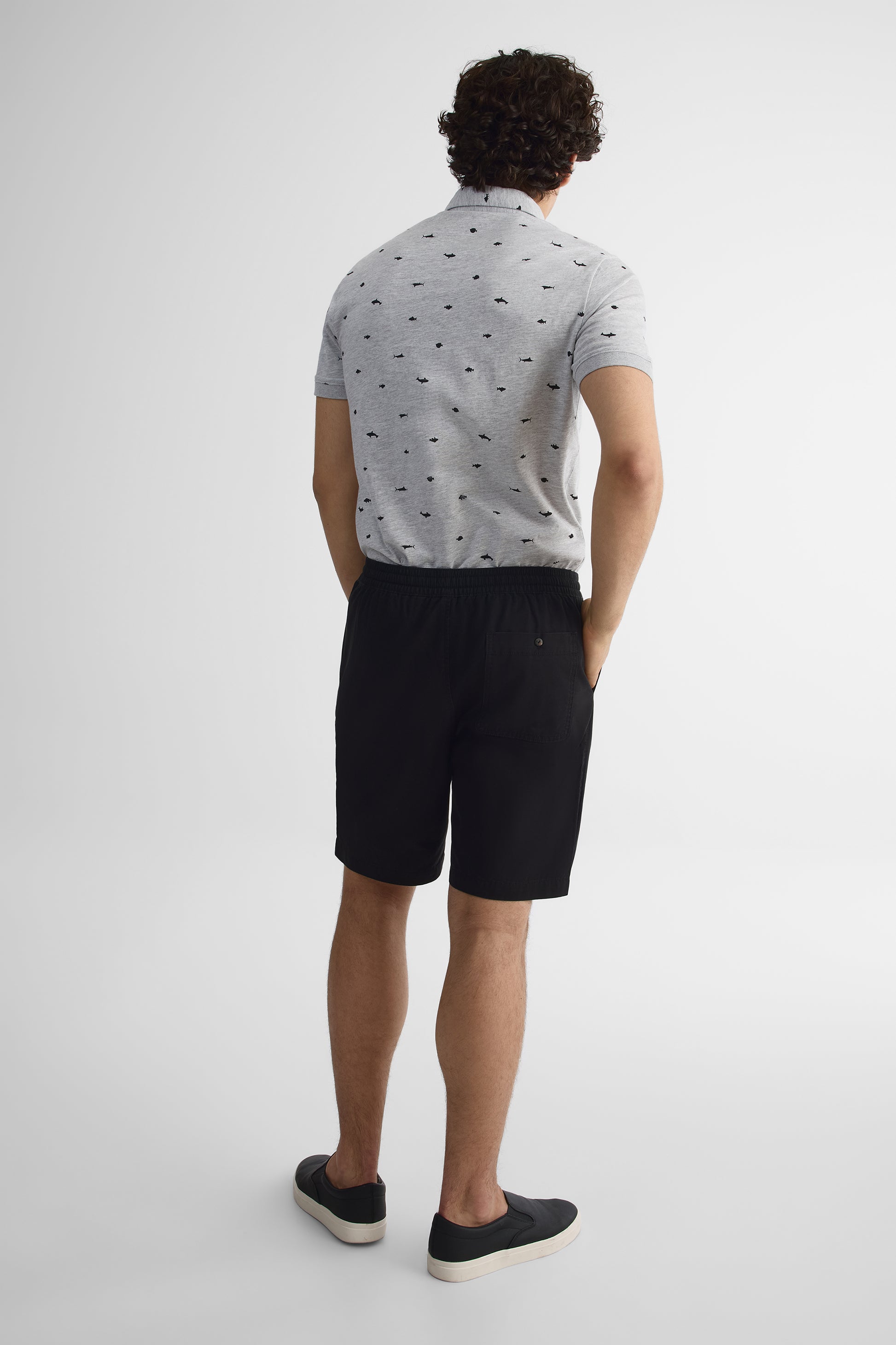 Short élastique à cordon - Homme && NOIR