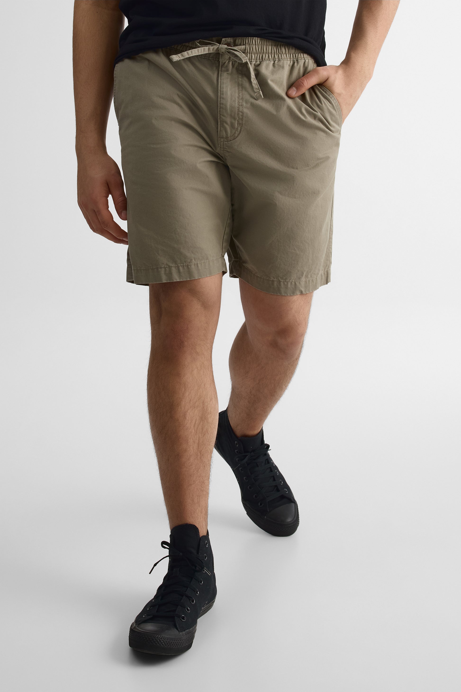 Short élastique à cordon - Homme && TAUPE