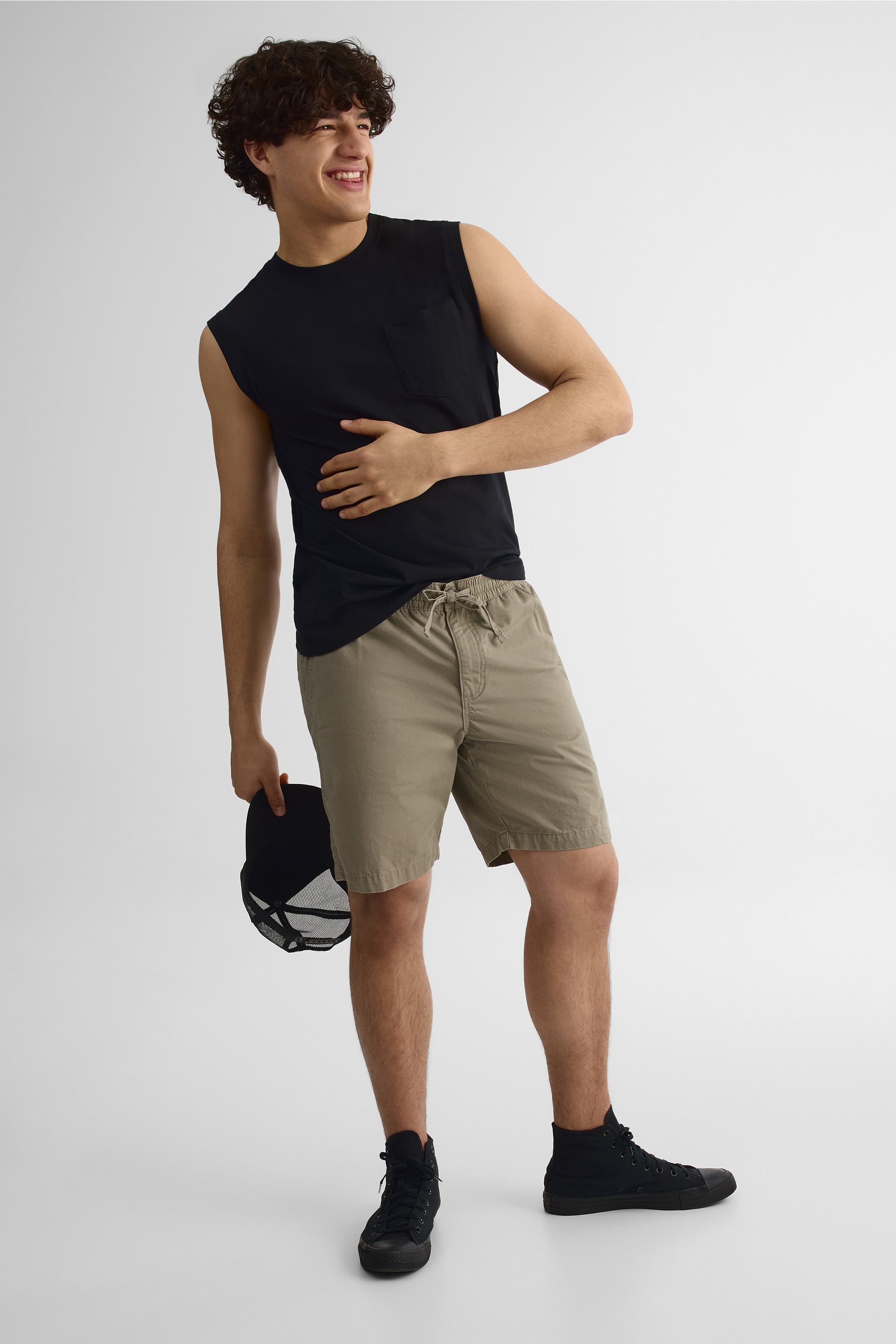 Short élastique à cordon - Homme && TAUPE