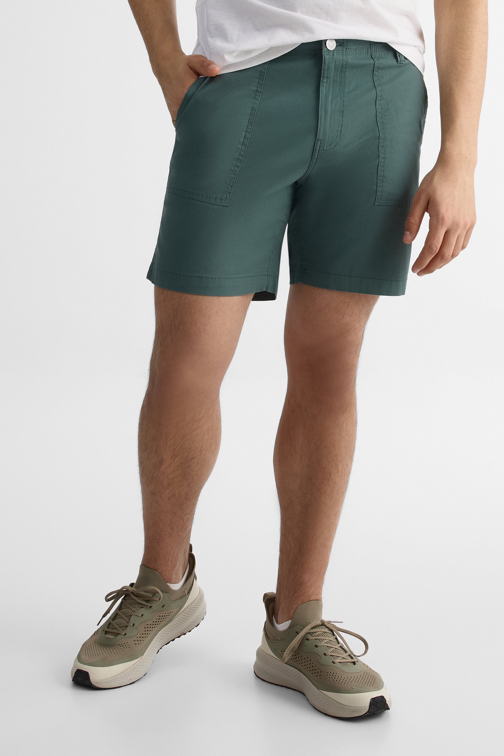 Short à poches en popeline - Homme && VERT