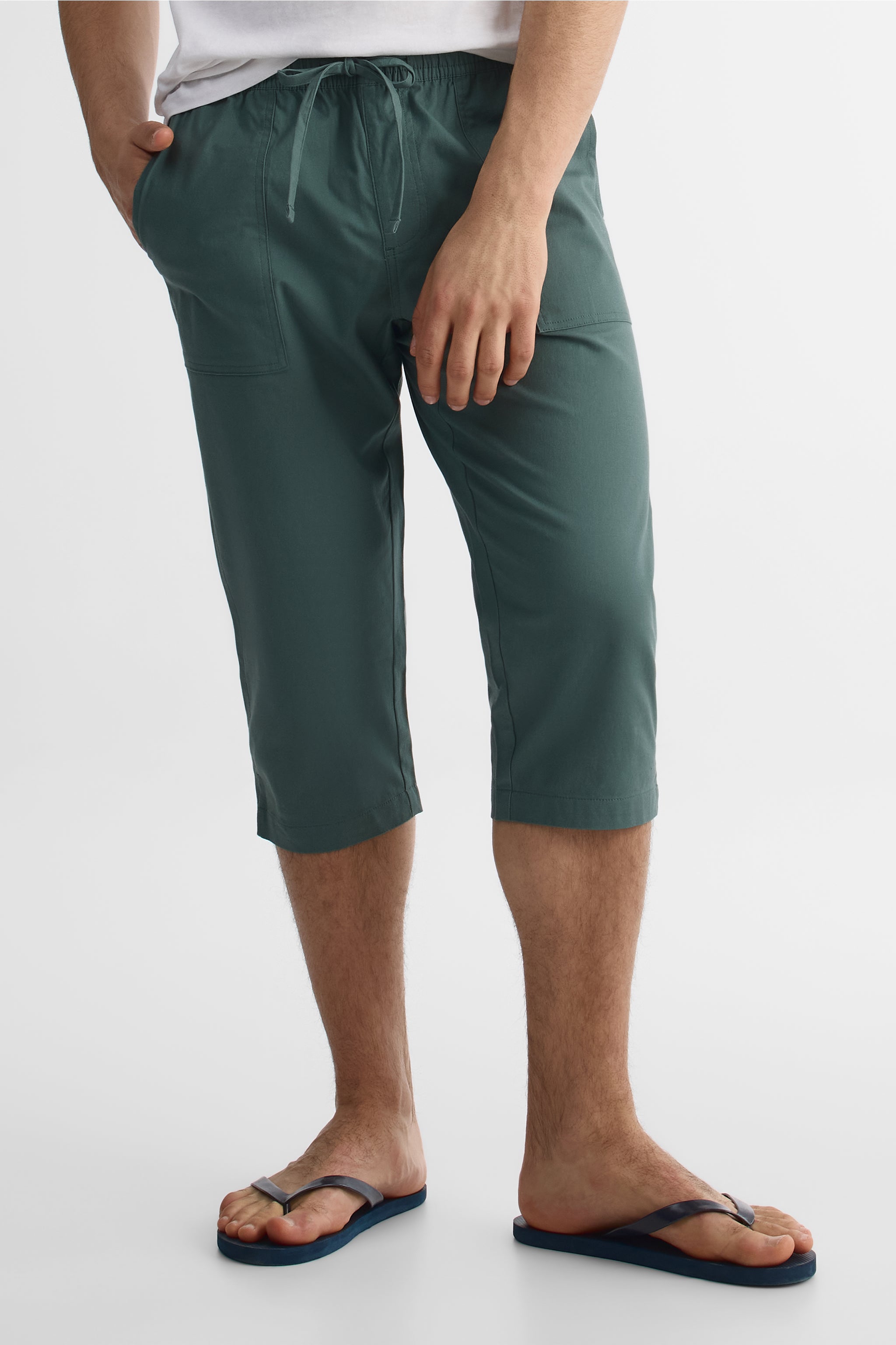 Pantalon capri élastique à cordon - Homme && VERT