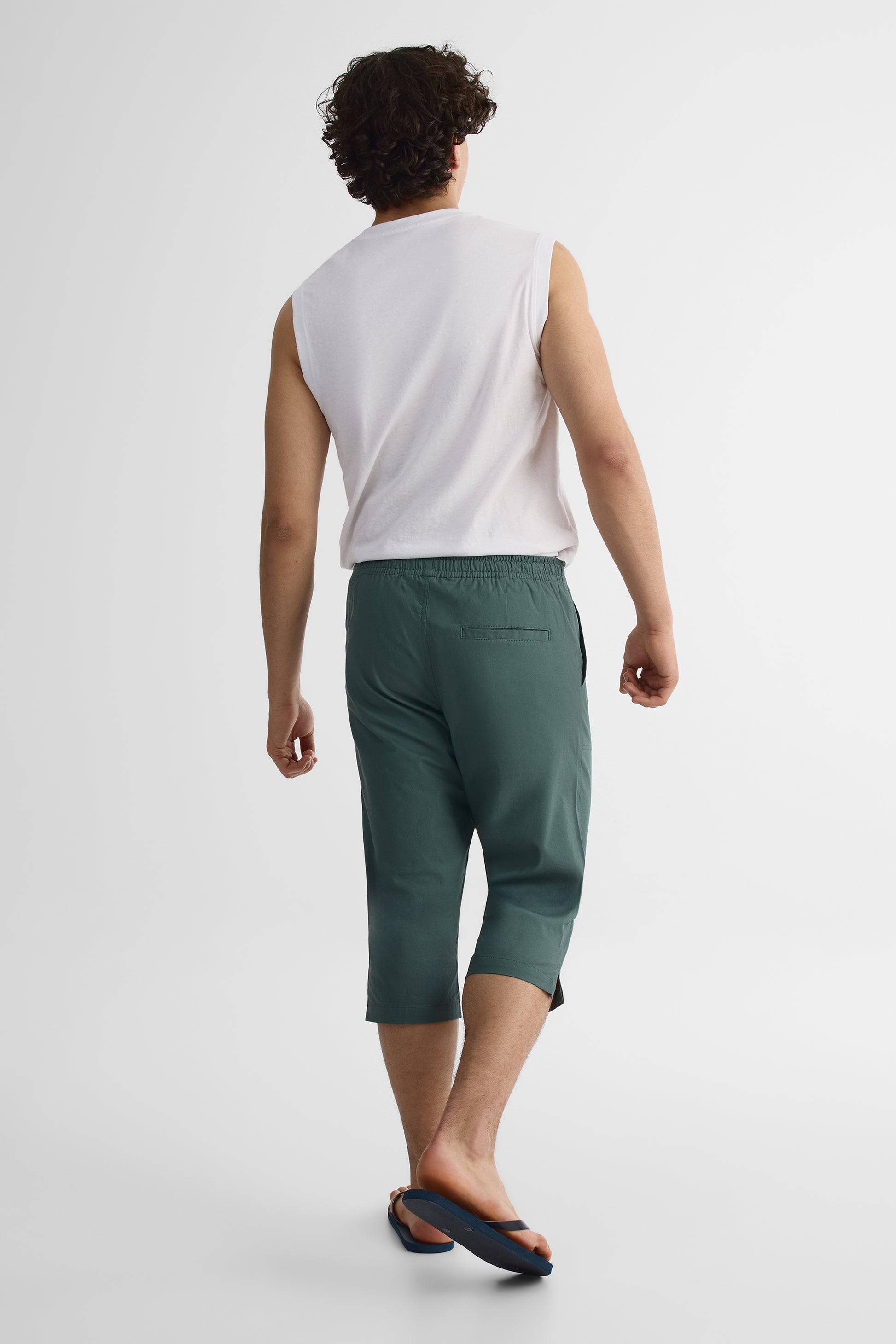Pantalon capri élastique à cordon - Homme && VERT