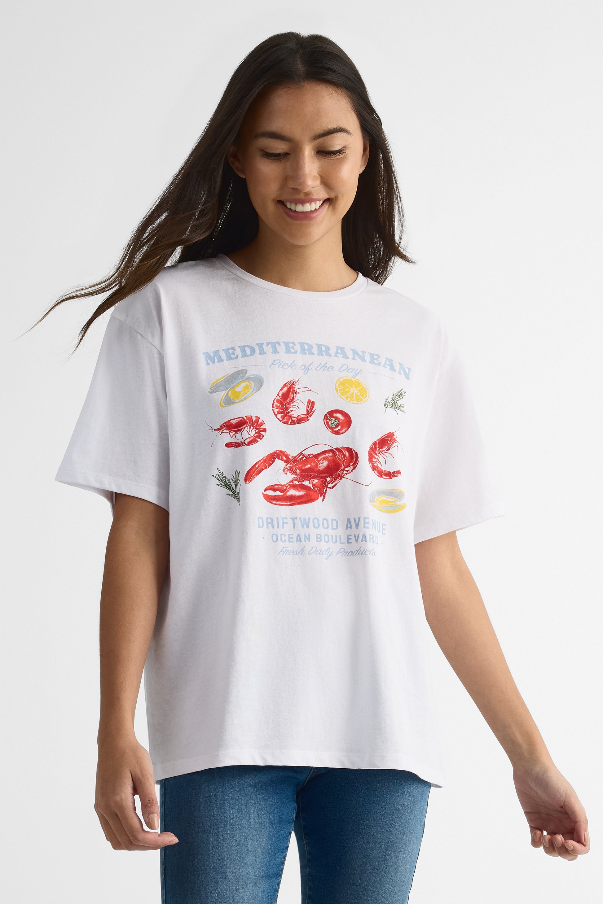 T-shirt M/courtes oversize - Femme && BLANC