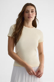 T-shirt à manches courtes col rond - Femme && JAUNE