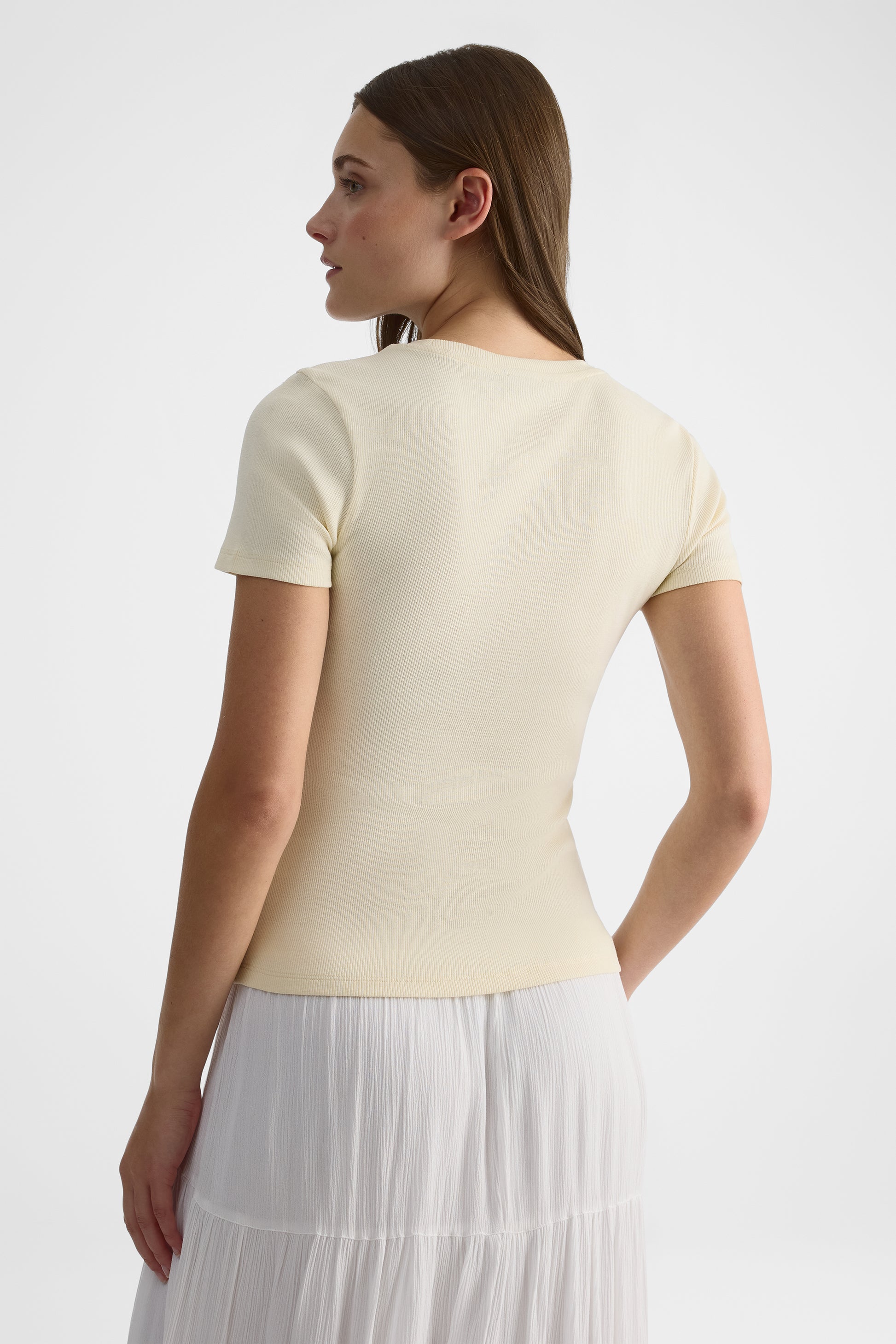 T-shirt à manches courtes col rond - Femme && JAUNE