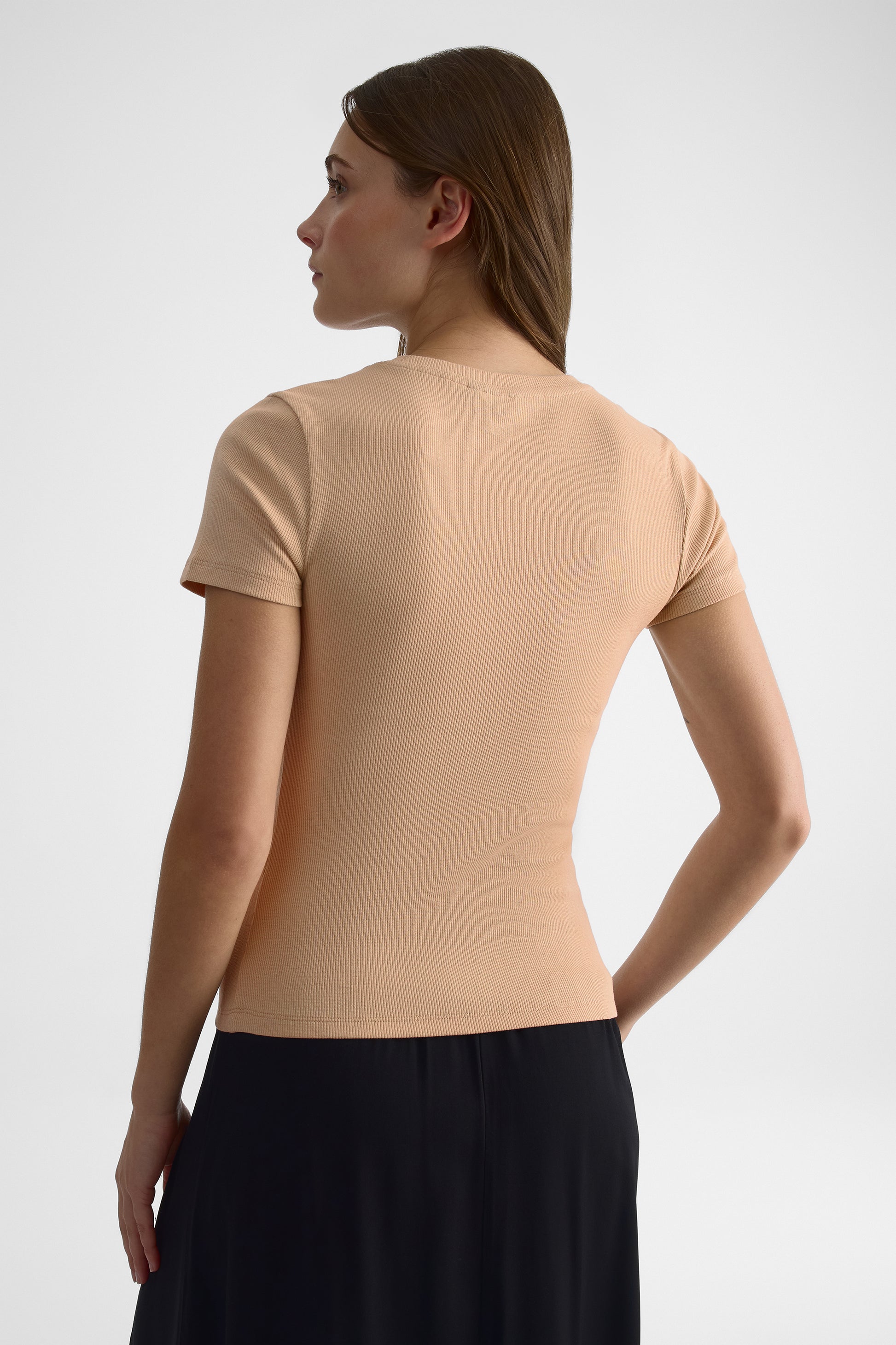 T-shirt à manches courtes col rond - Femme && TAUPE