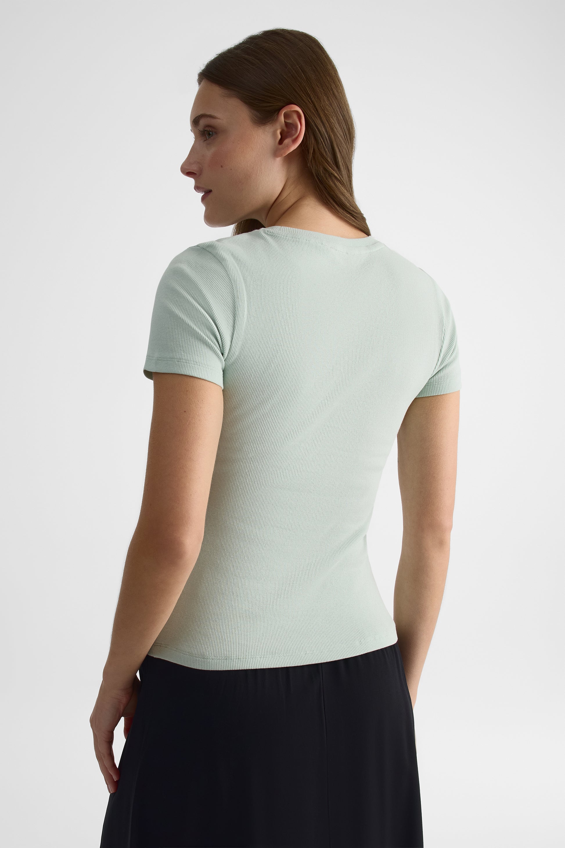 T-shirt à manches courtes col rond - Femme && MENTHE