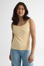 Camisole ajustée col rond en coton - Femme && JAUNE