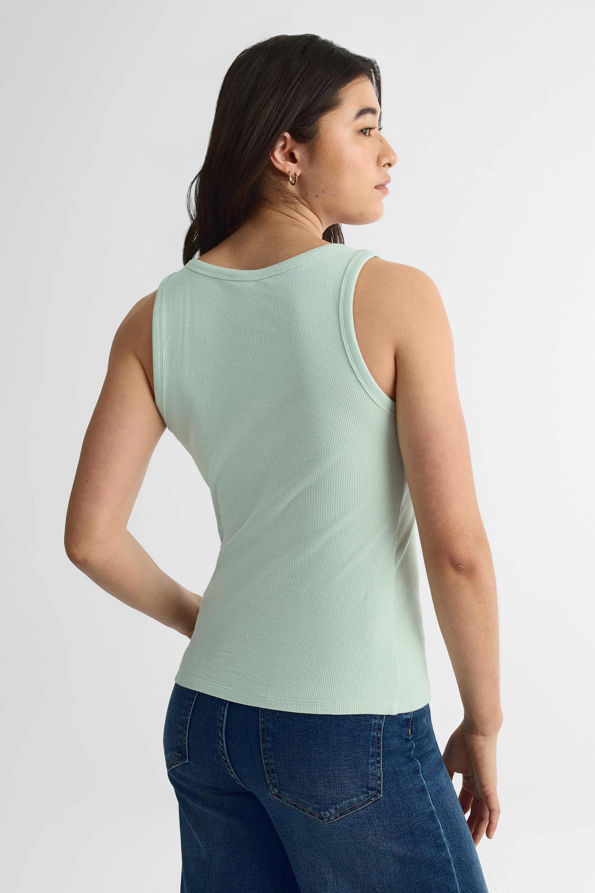 Camisole ajustée col rond en coton - Femme && MENTHE