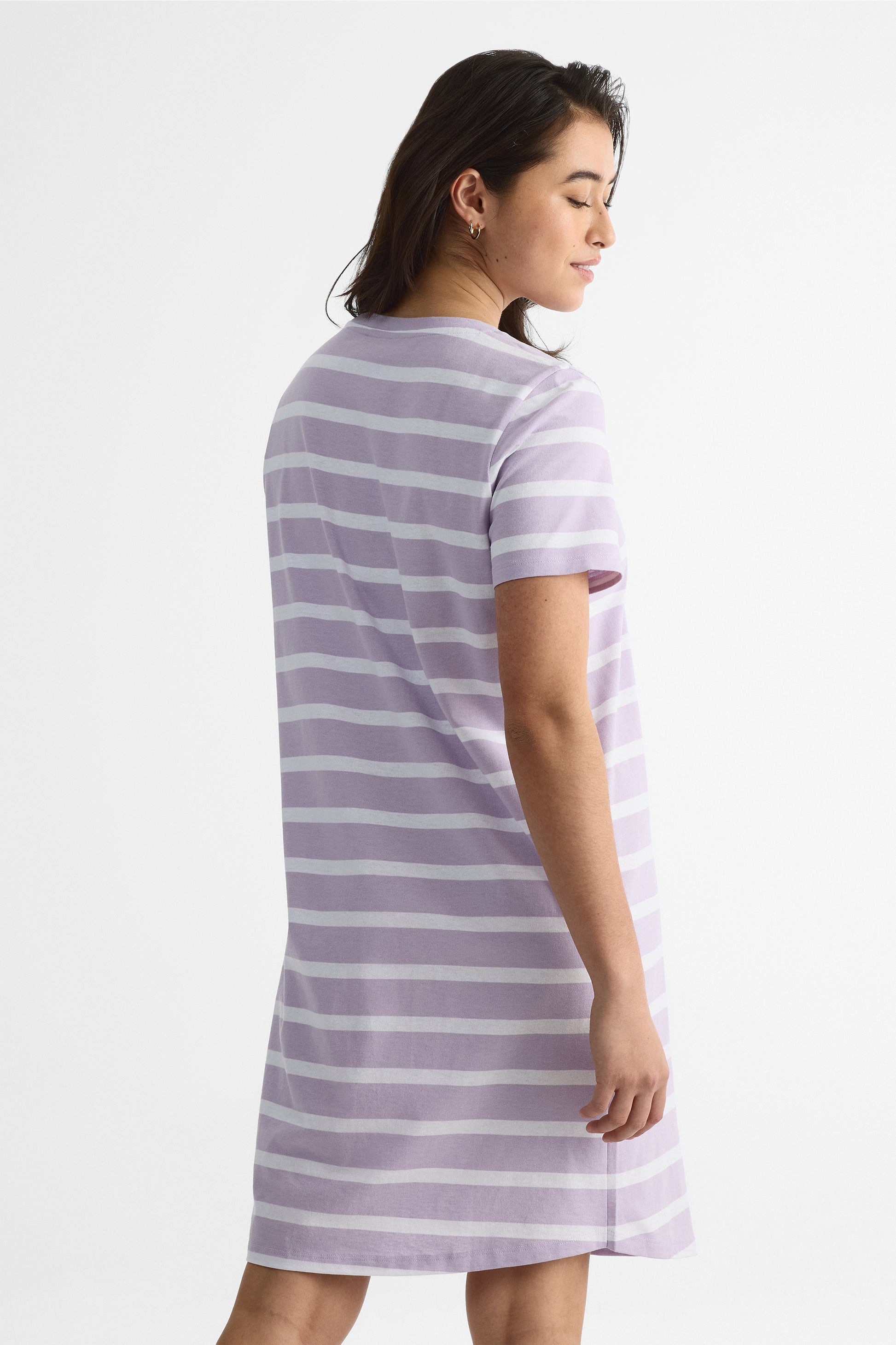 Robe à manches courtes col rond - Femme && LILAS MULTI