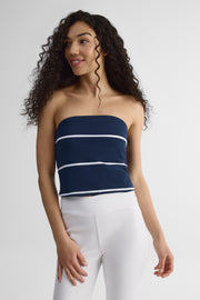 T-shirt en jersey coton stretch - Femme && MARIN/MULTI