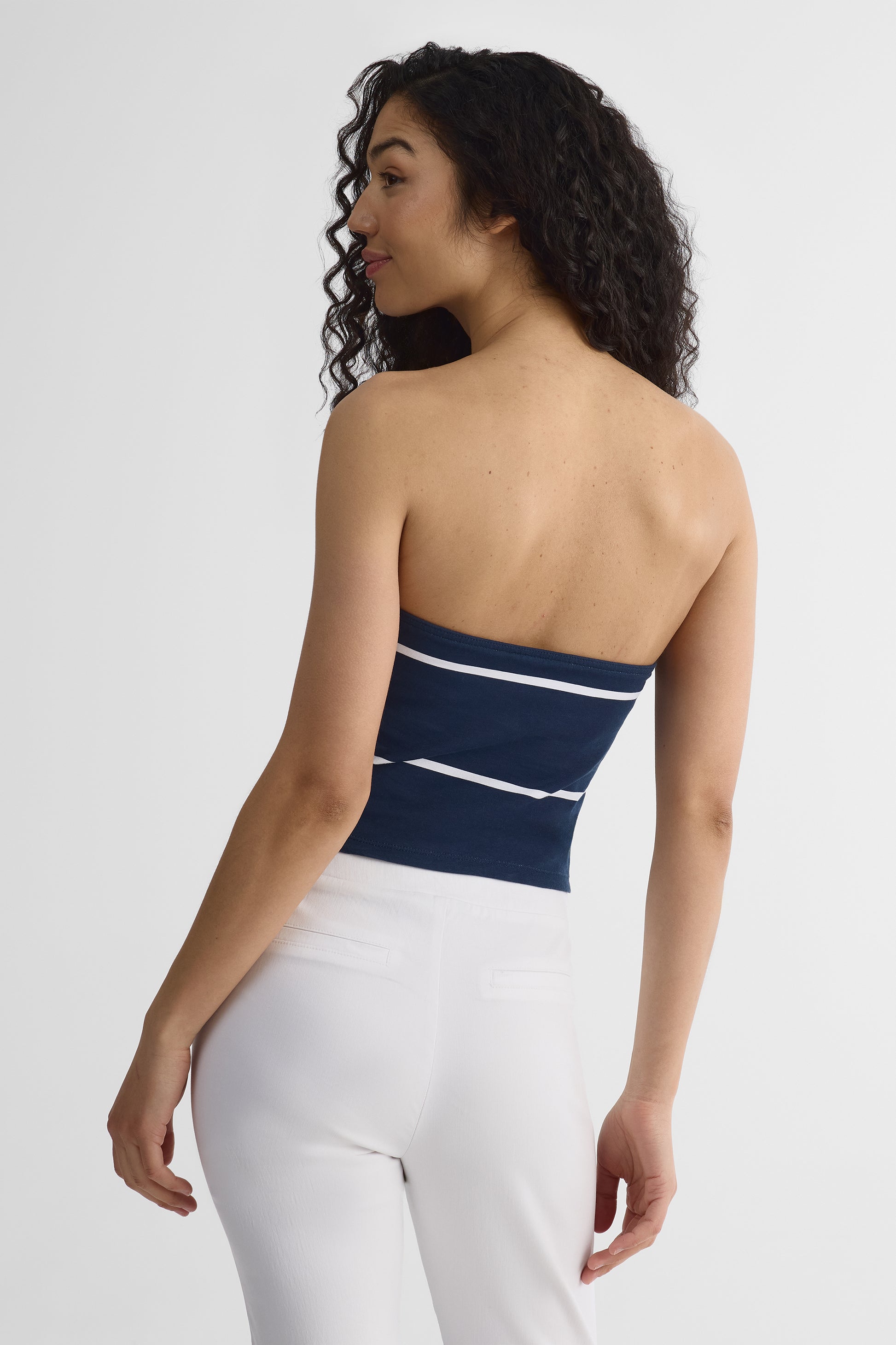 T-shirt en jersey coton stretch - Femme && MARIN/MULTI