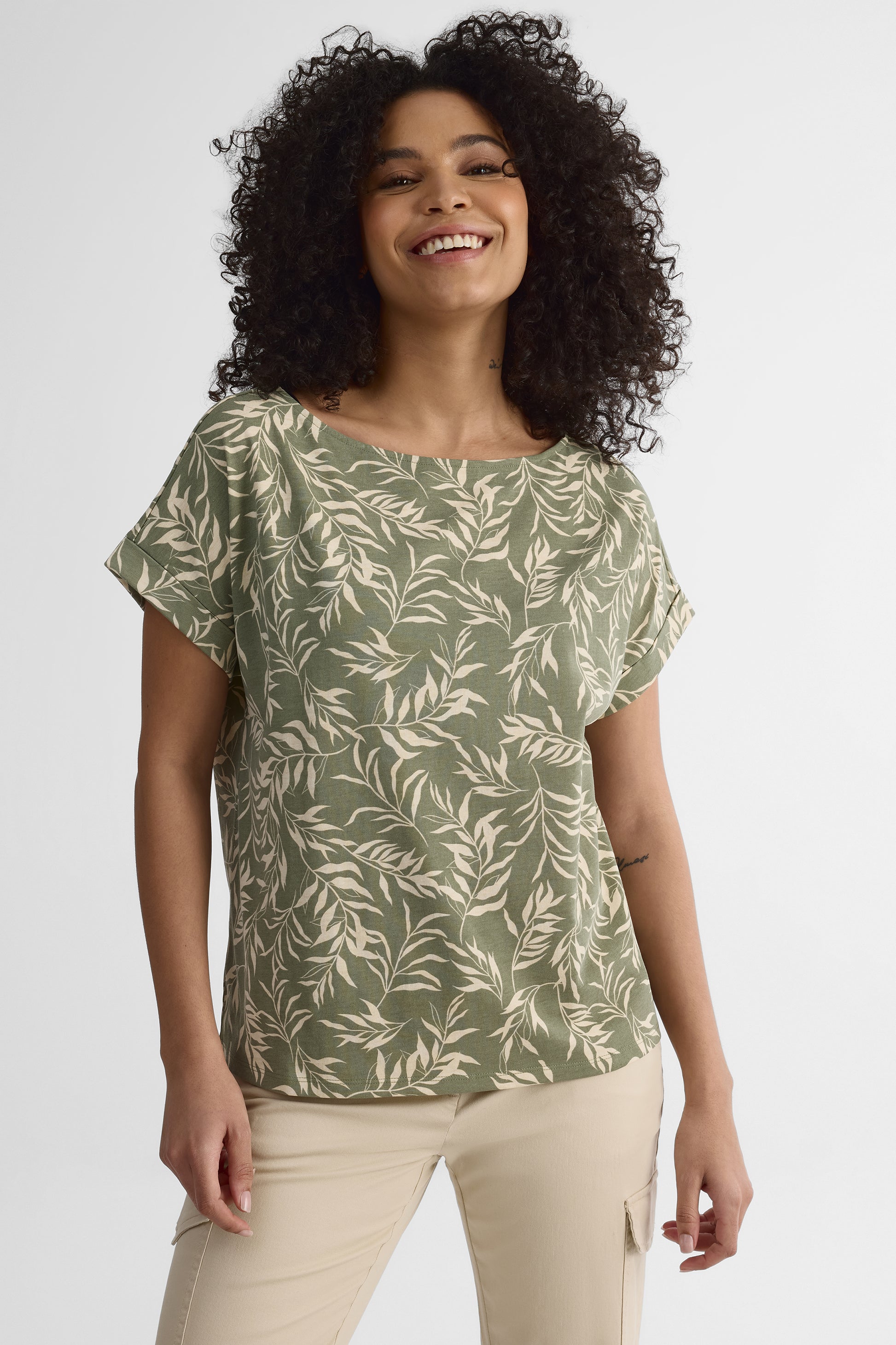 T-shirt à manches courtes - Femme && KAKI/MULTI