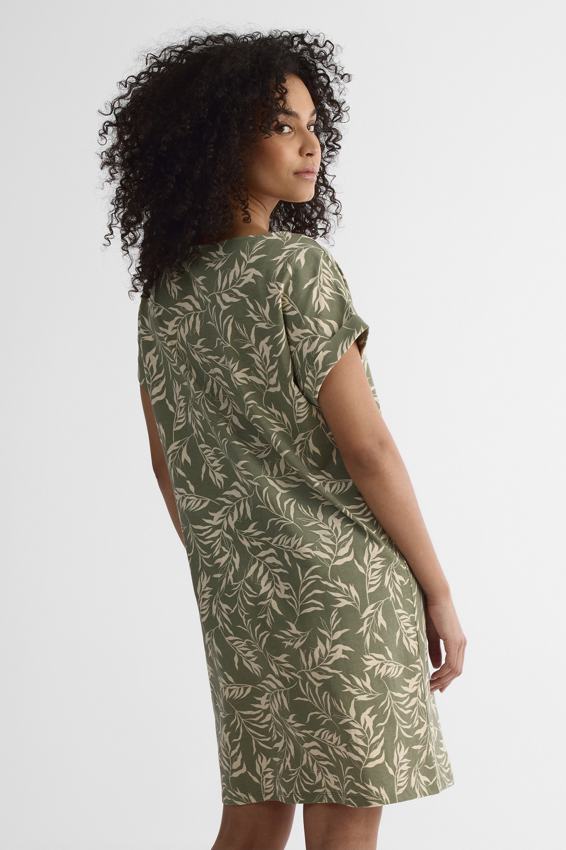 Robe à manches courtes - Femme && KAKI/MULTI
