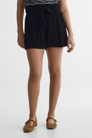 Short taille haute en viscose - Femme && NOIR