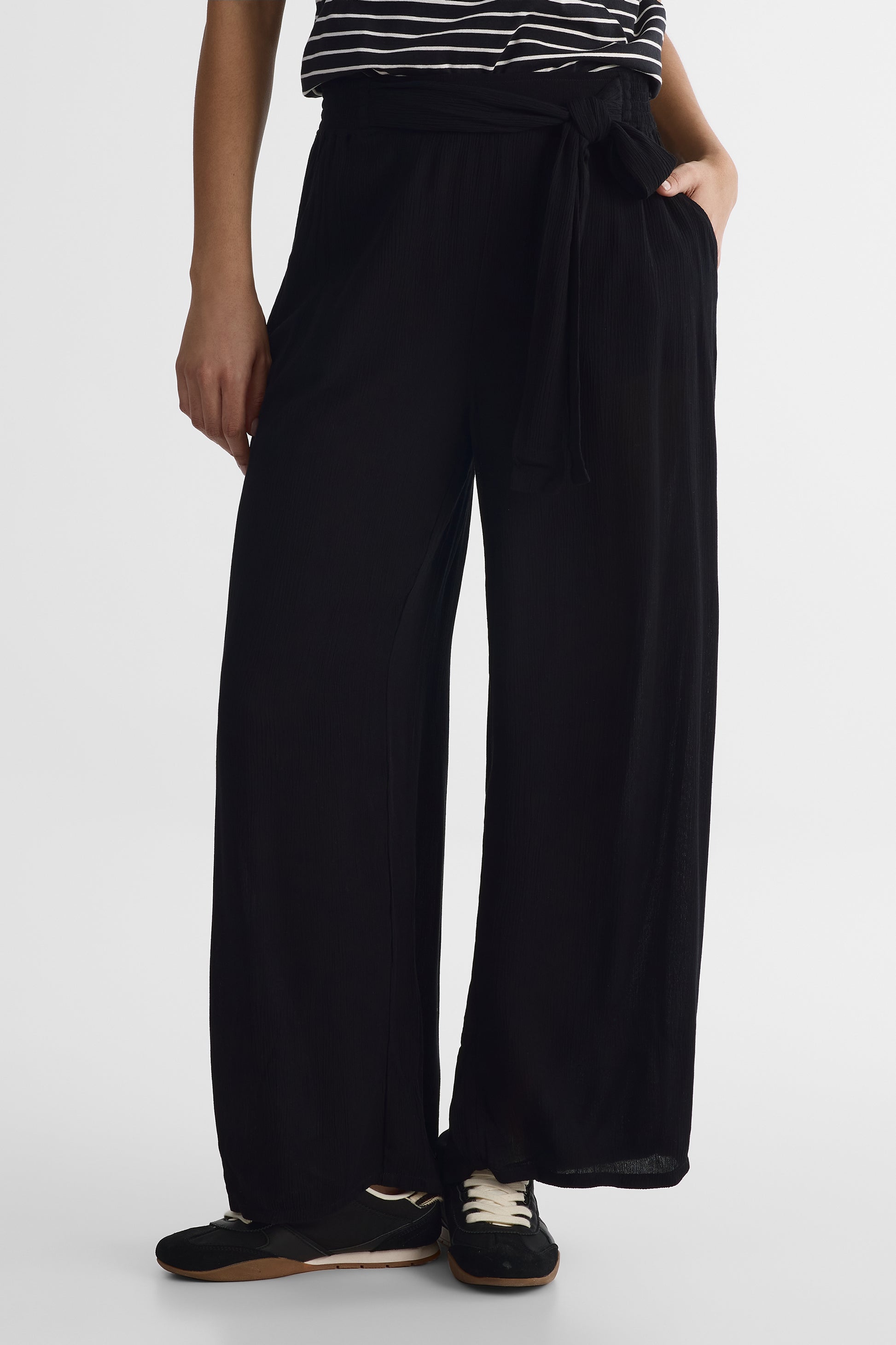 Pantalon élastique taille haute - Femme && NOIR
