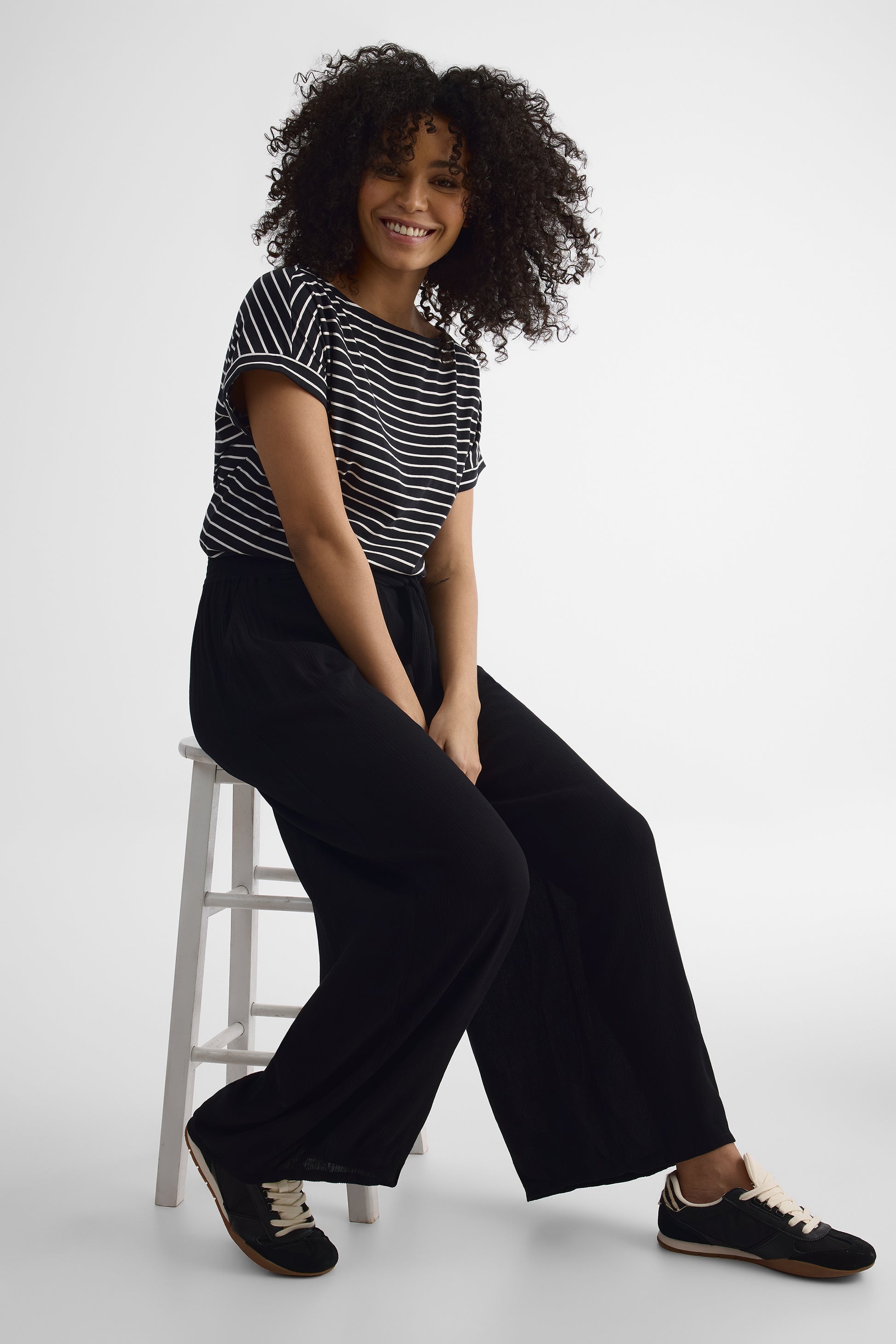 Pantalon élastique taille haute - Femme && NOIR