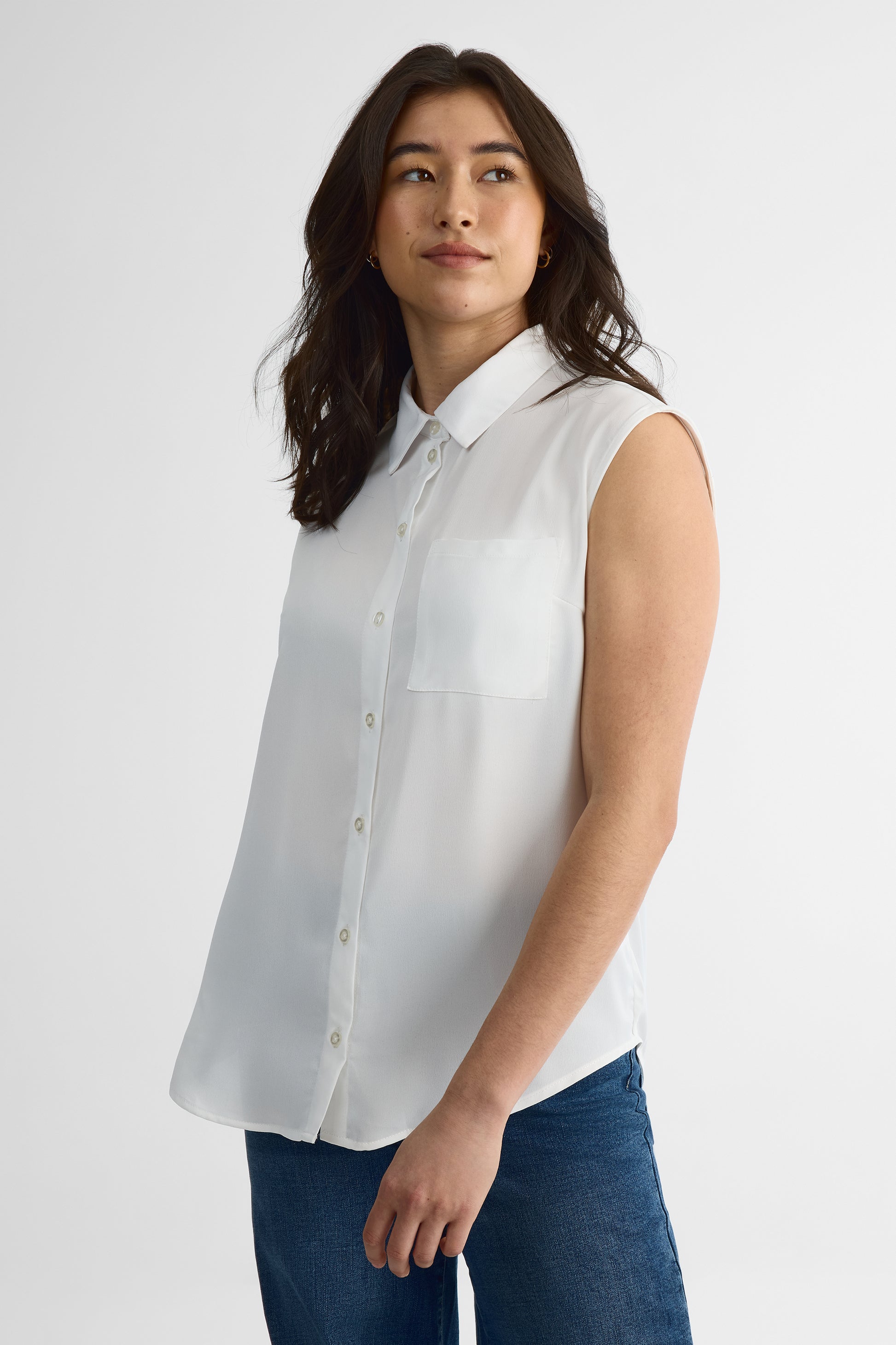 Chemisier semi-ajusté à boutons - Femme && BLANC CASSÉ