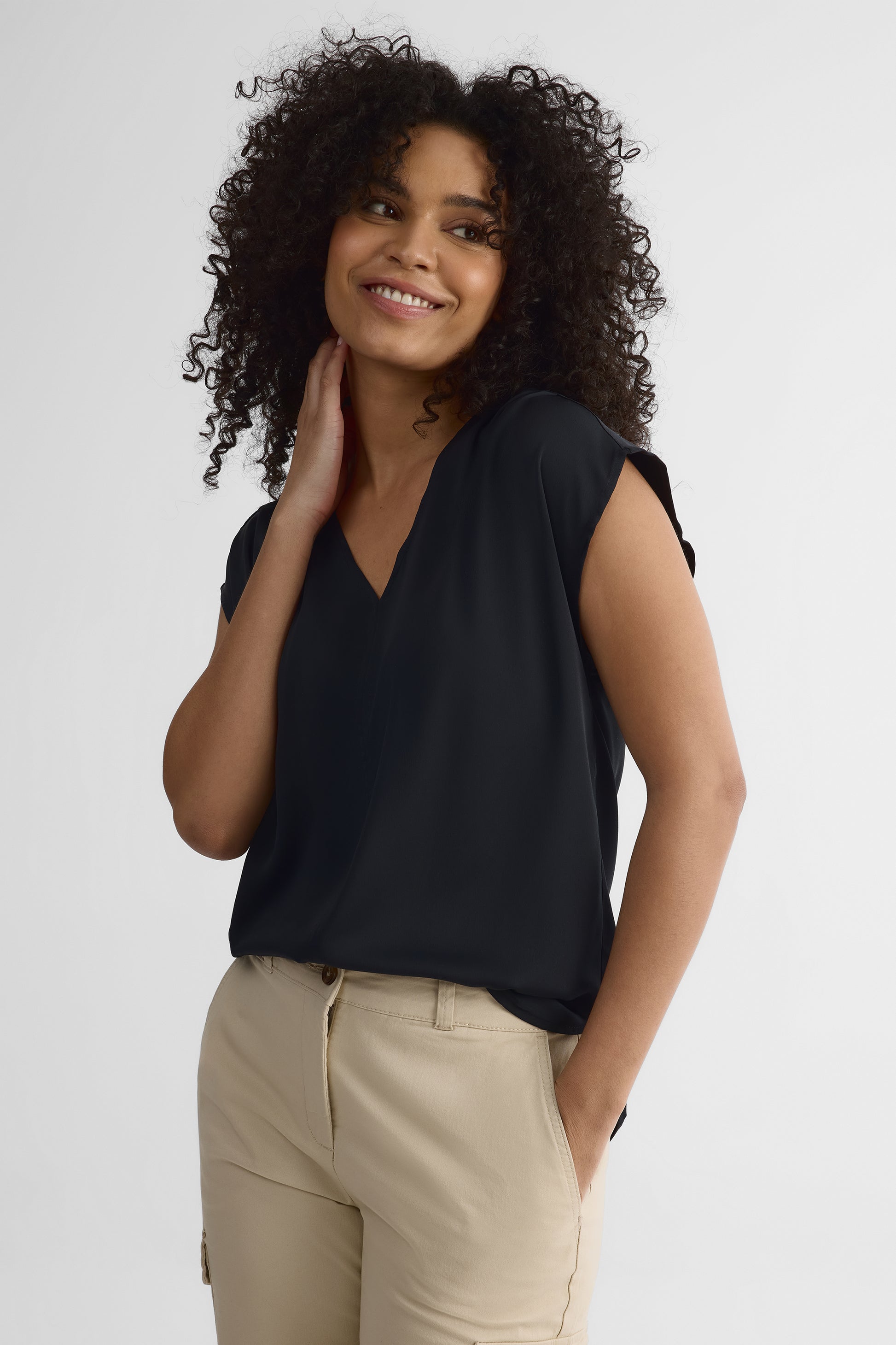 Blouse à manches courtes - Femme && NOIR