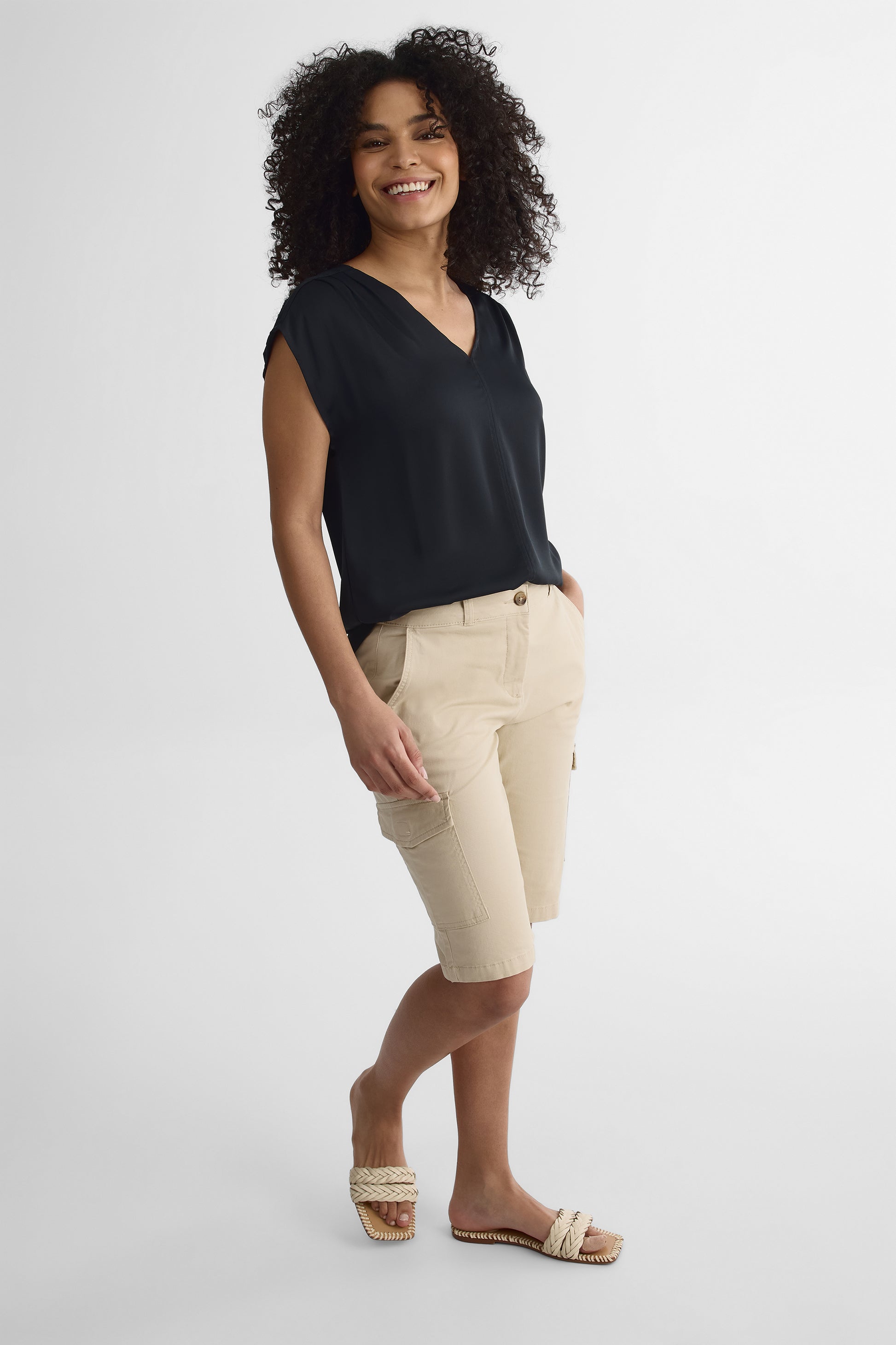 Blouse à manches courtes - Femme && NOIR