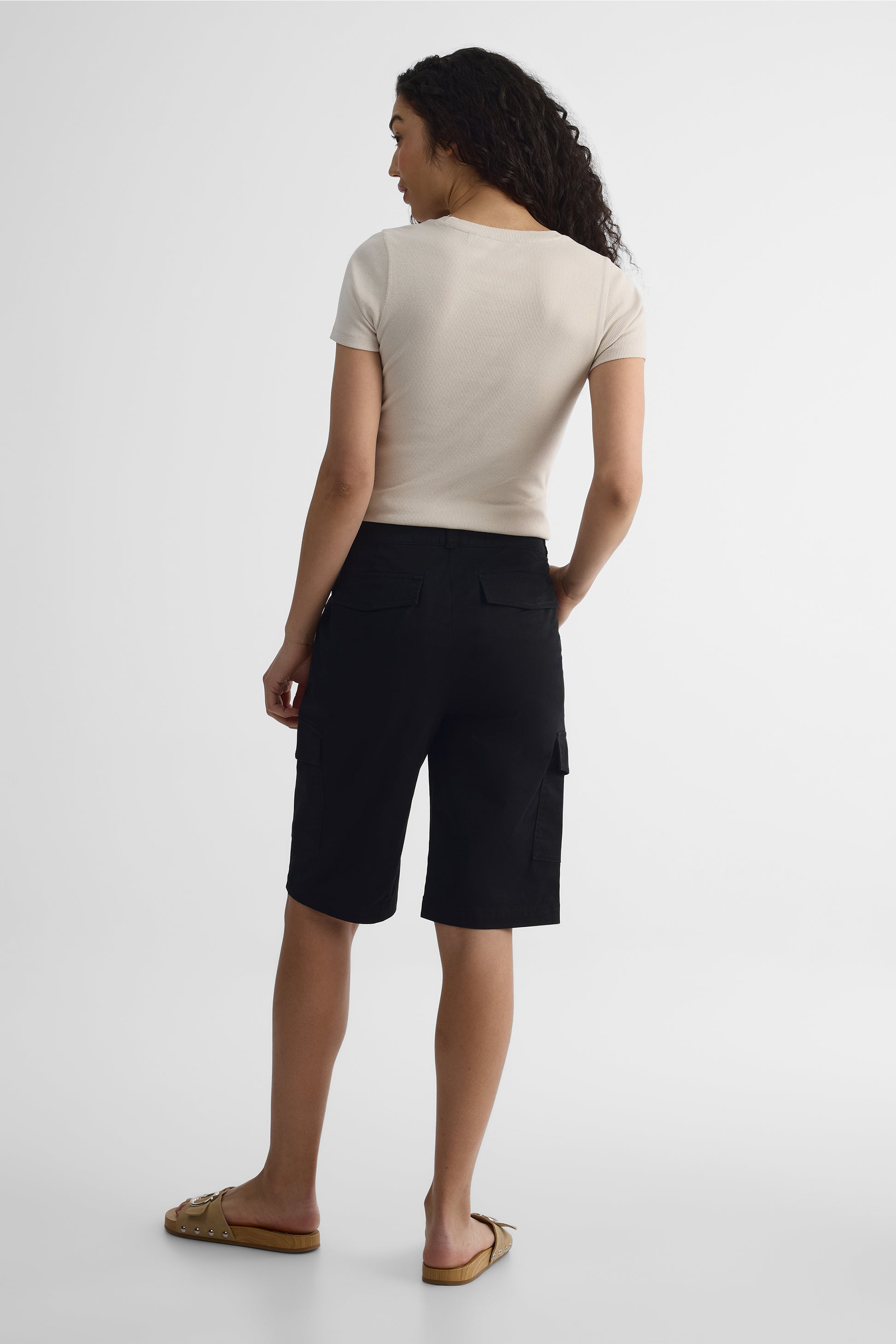 Bermudas mid rise à poches - Femme && NOIR